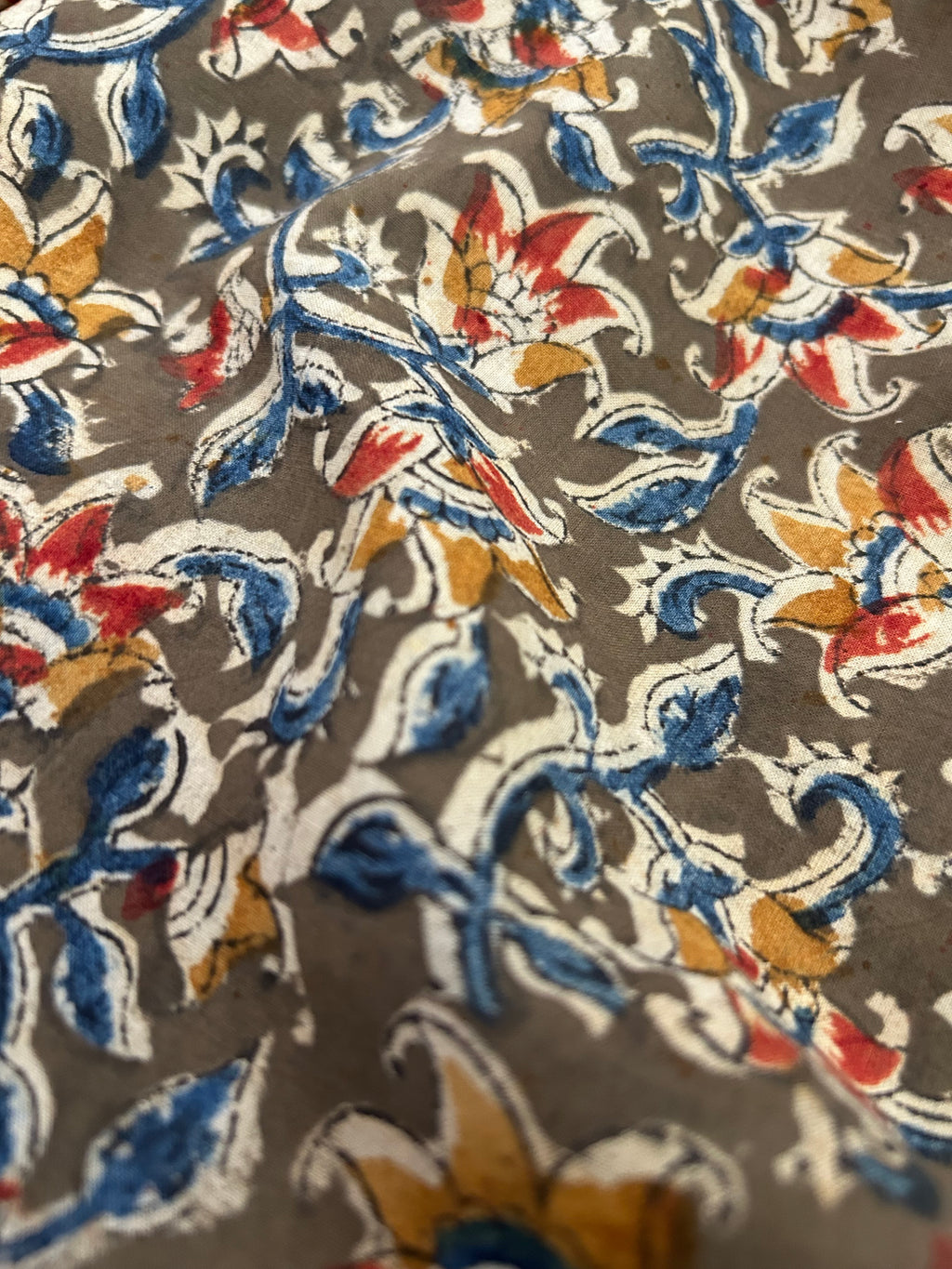 Handblock Printed Pedana kalamkari cotton -Mehndi Green (1.8m)