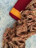 Handwoven Handcrafted Mangalagiri Kalamkari Kurta Dupatta Set
