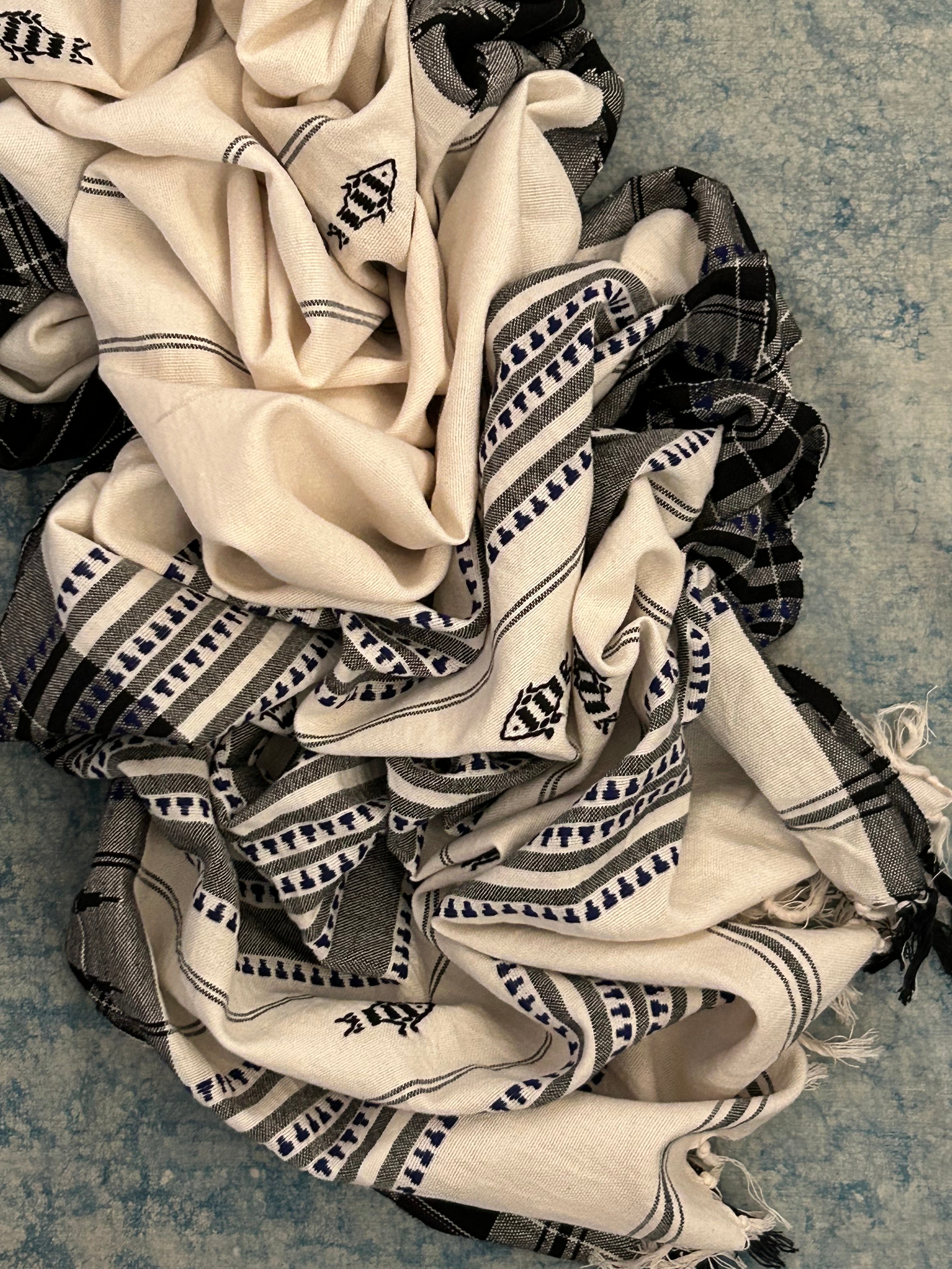Handspun Handwoven Kotpad Suit Set - Blue Stripes