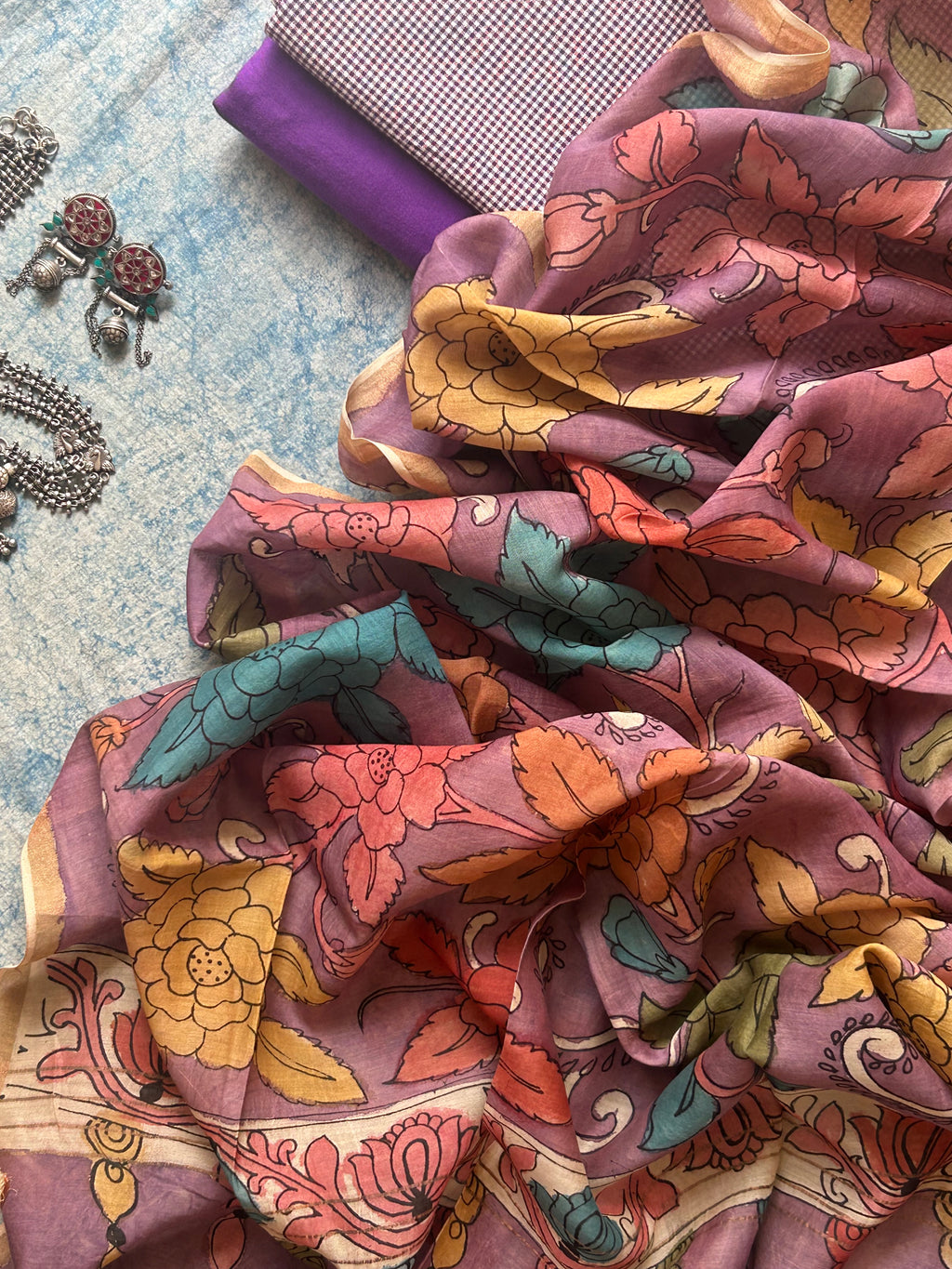 Aparajita - Handwoven Handpainted Kalamkari Set