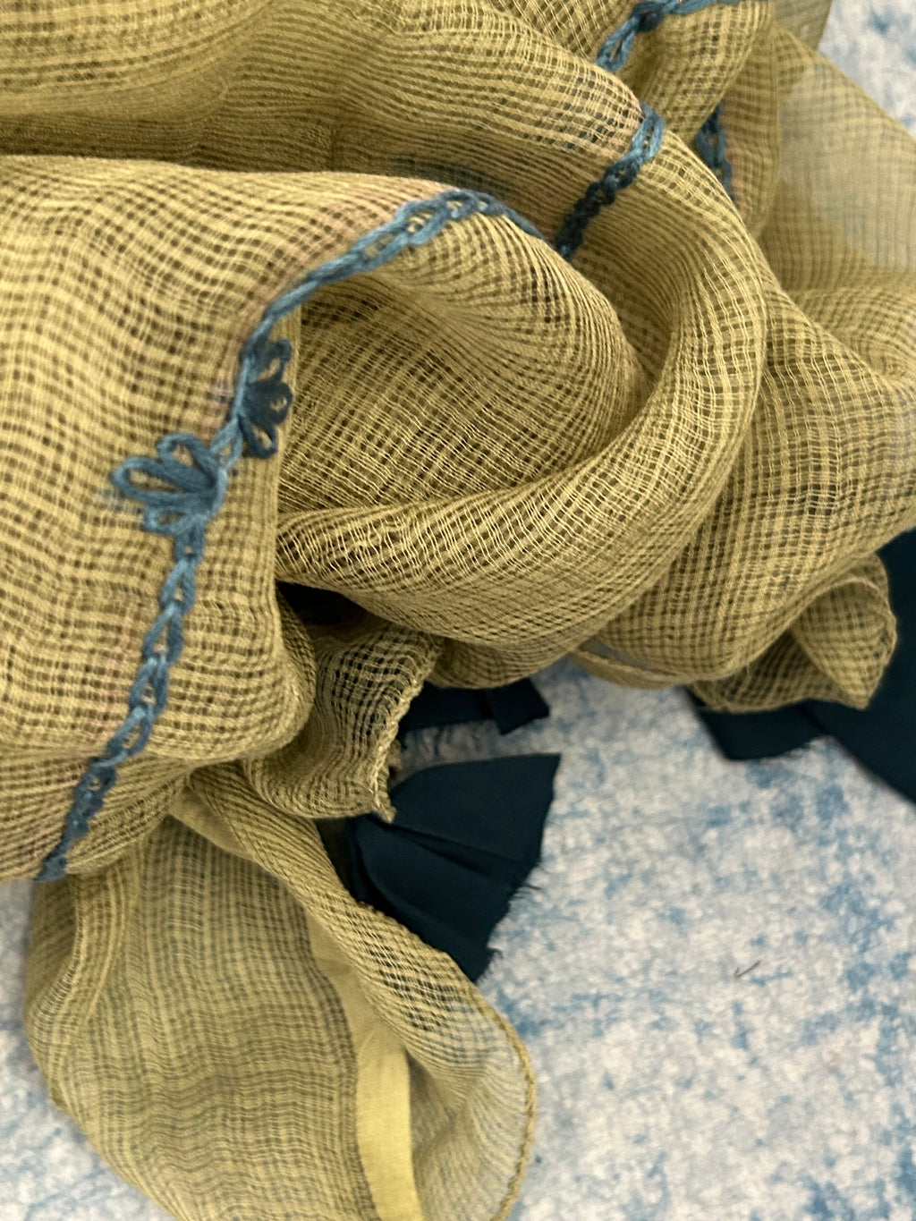 Natural Dyes Handcrafted Ajrakh Kota Suit - Indigo & Mehndi