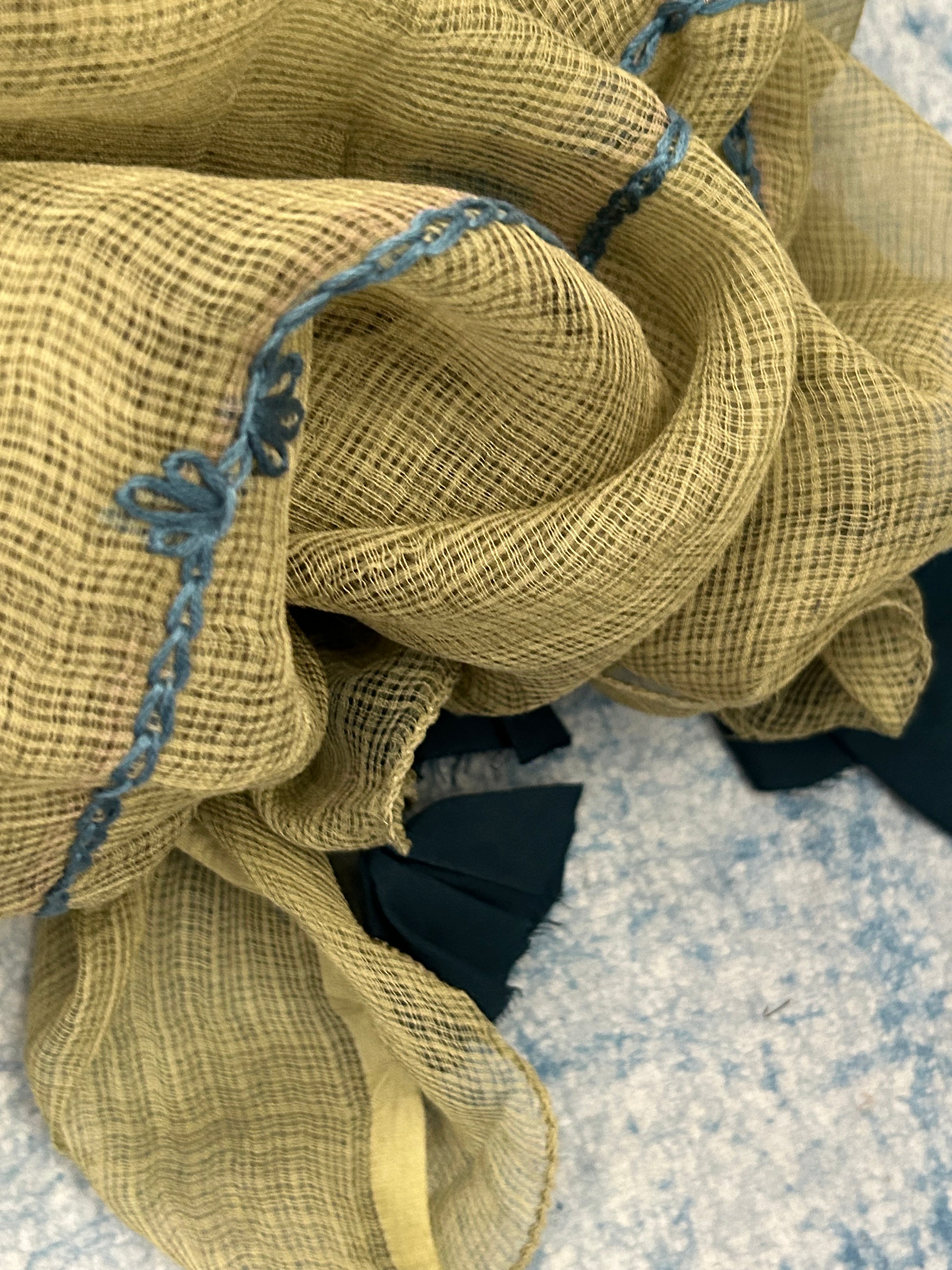 Natural Dyes Handcrafted Ajrakh Kota Suit - Indigo & Mehndi