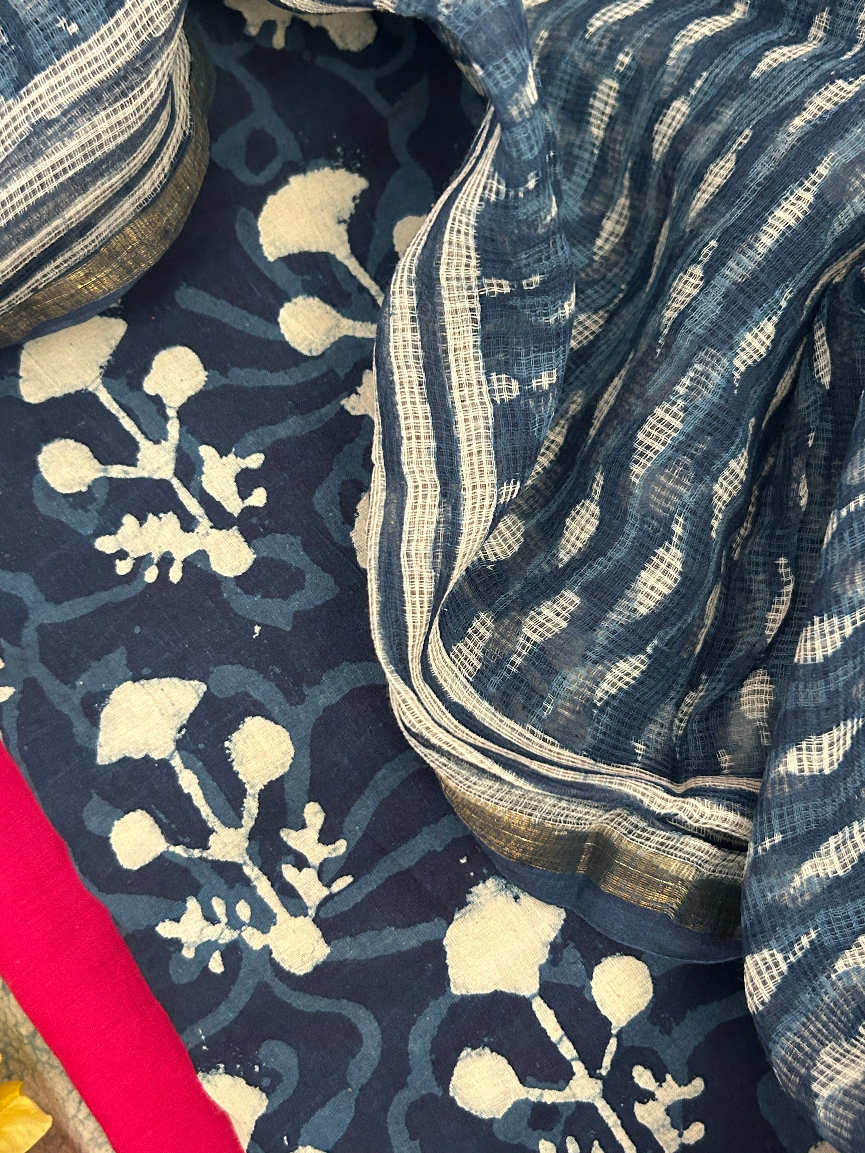 Handblock Handdone Embroidery Cotton Kota Suit
