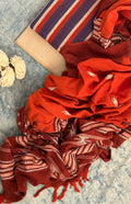 Handspun Handwoven Kotpad Suit Set -Blue Rust Stripes