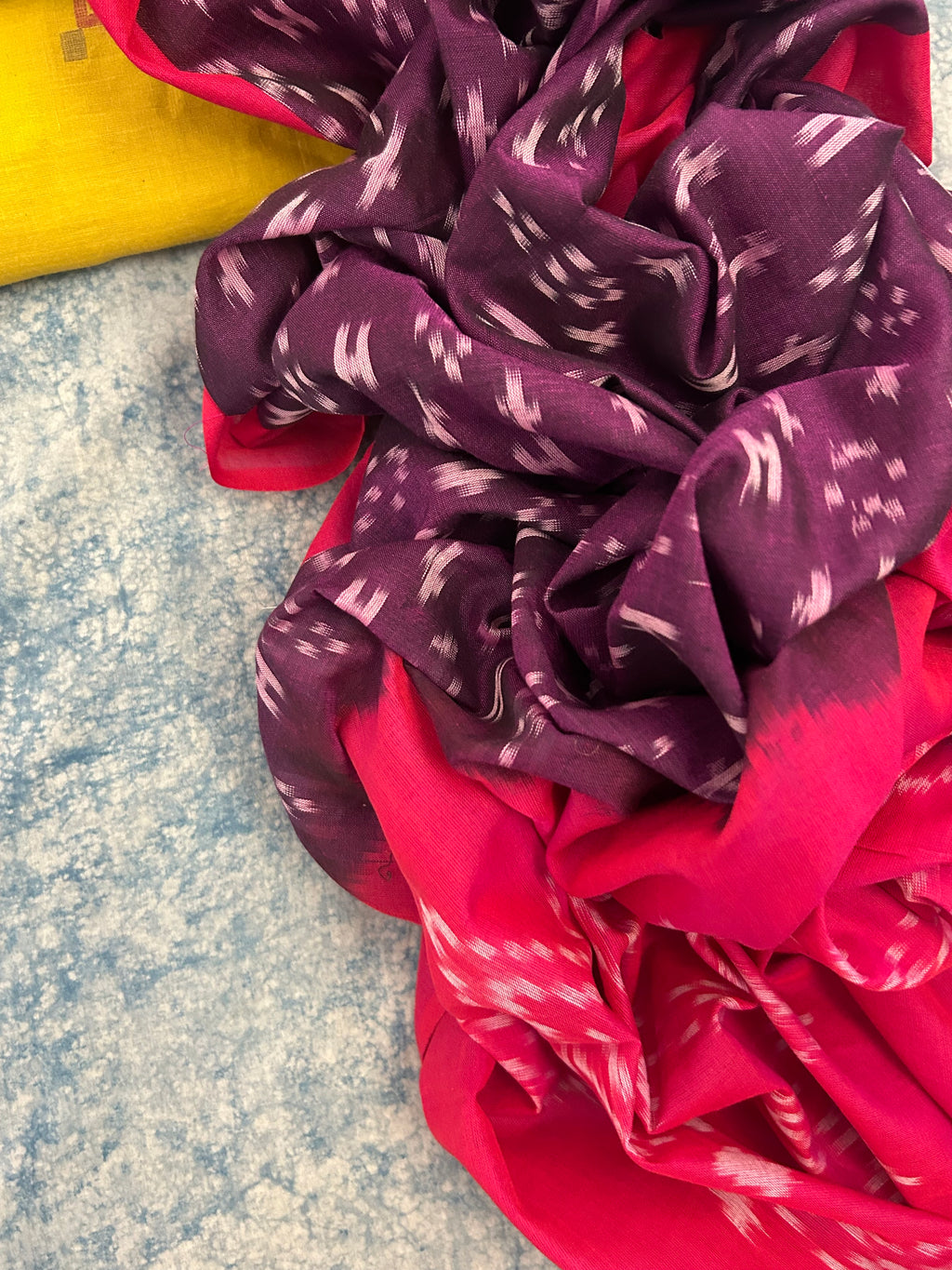 Handwoven Bengal Jamdani Ikath Kurta Dupatta set - Earthy Mustard