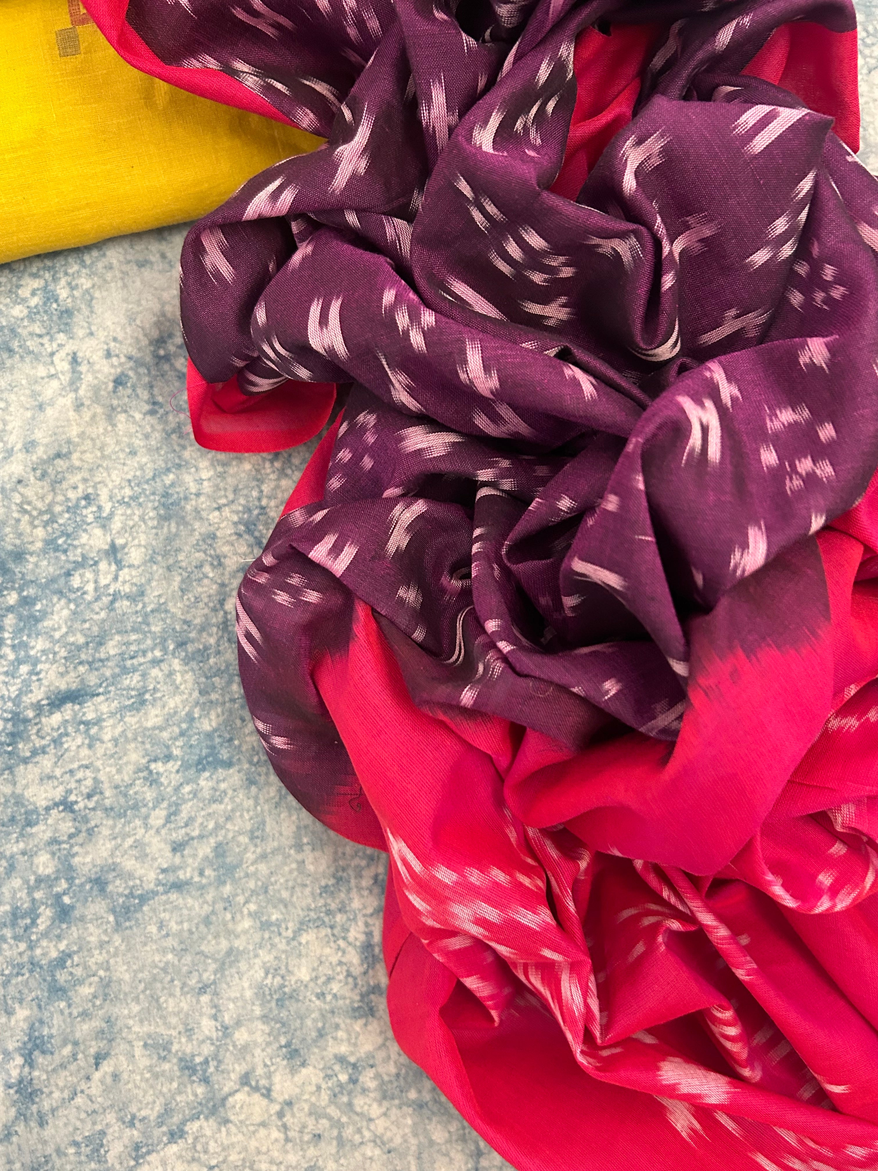 Handwoven Bengal Jamdani Ikath Kurta Dupatta set - Earthy Mustard