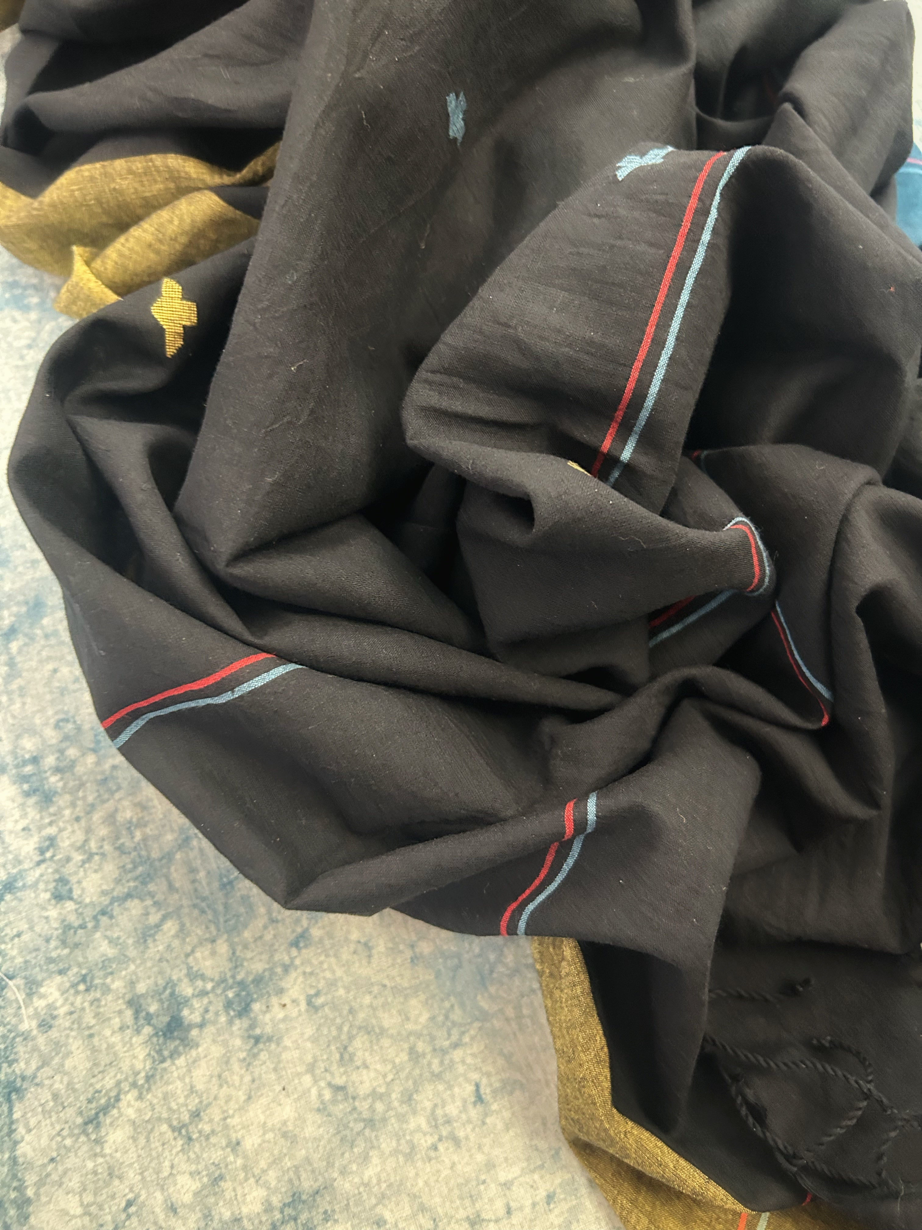 Handwoven Cotton Bengal Jamdani Dupatta Set - Deep Rose Maroon