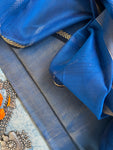 Handwoven Maheshwari Kurta Dupatta Set - Electric Blue