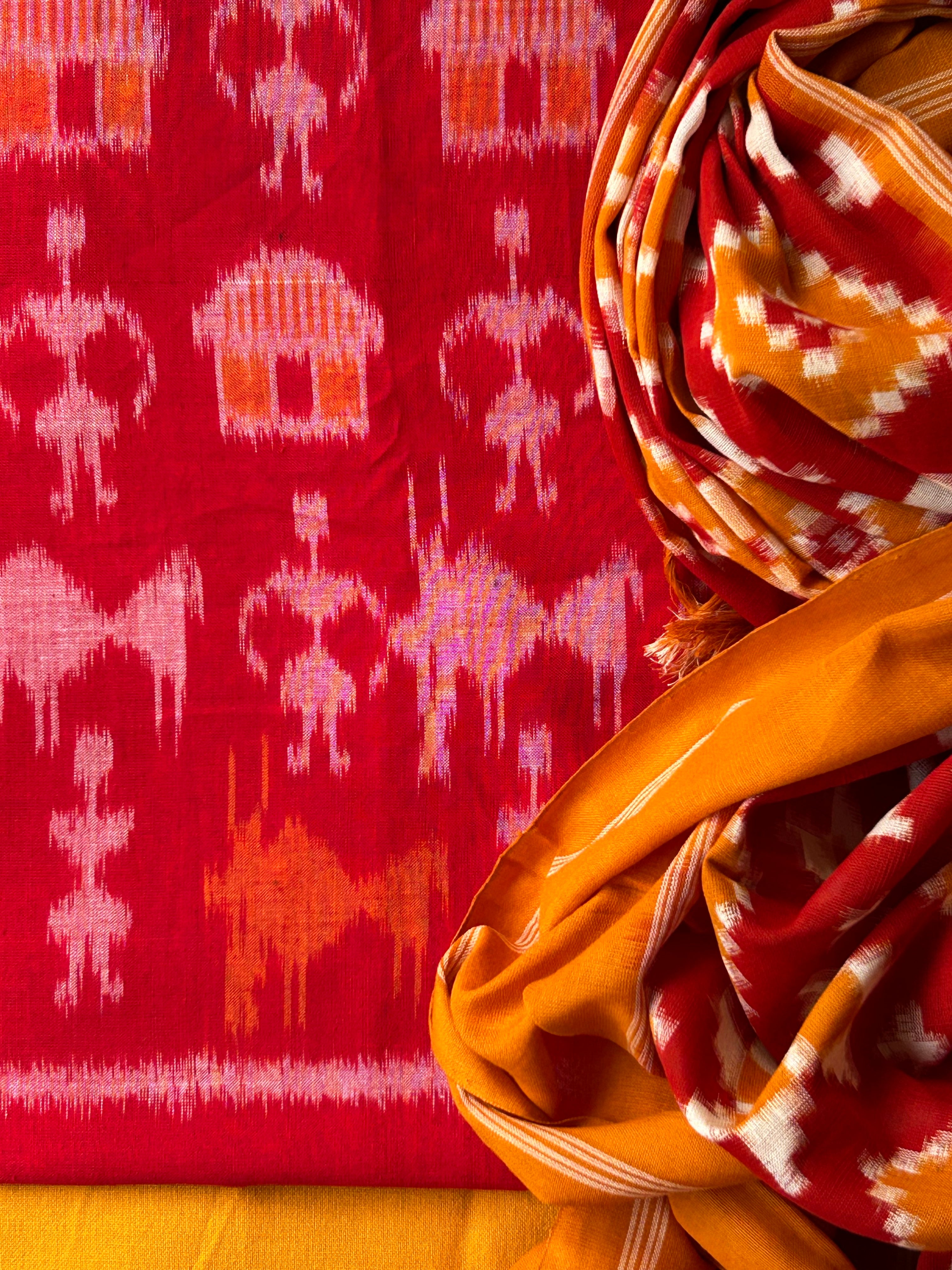 Sharvari - Handwoven Ikath Kurta Dupatta Set