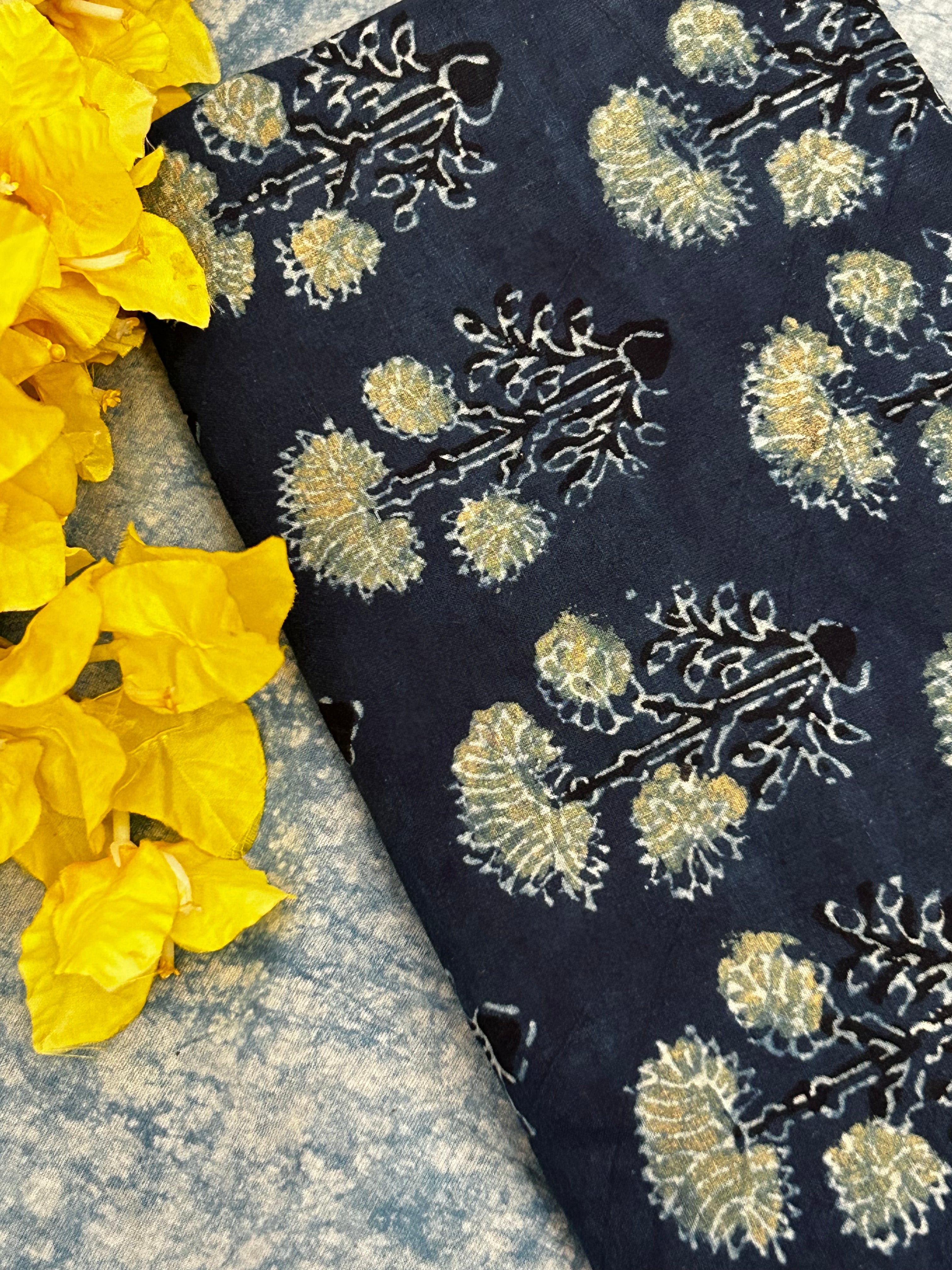 Handblock Ajrakh Cotton Blouse Fabric