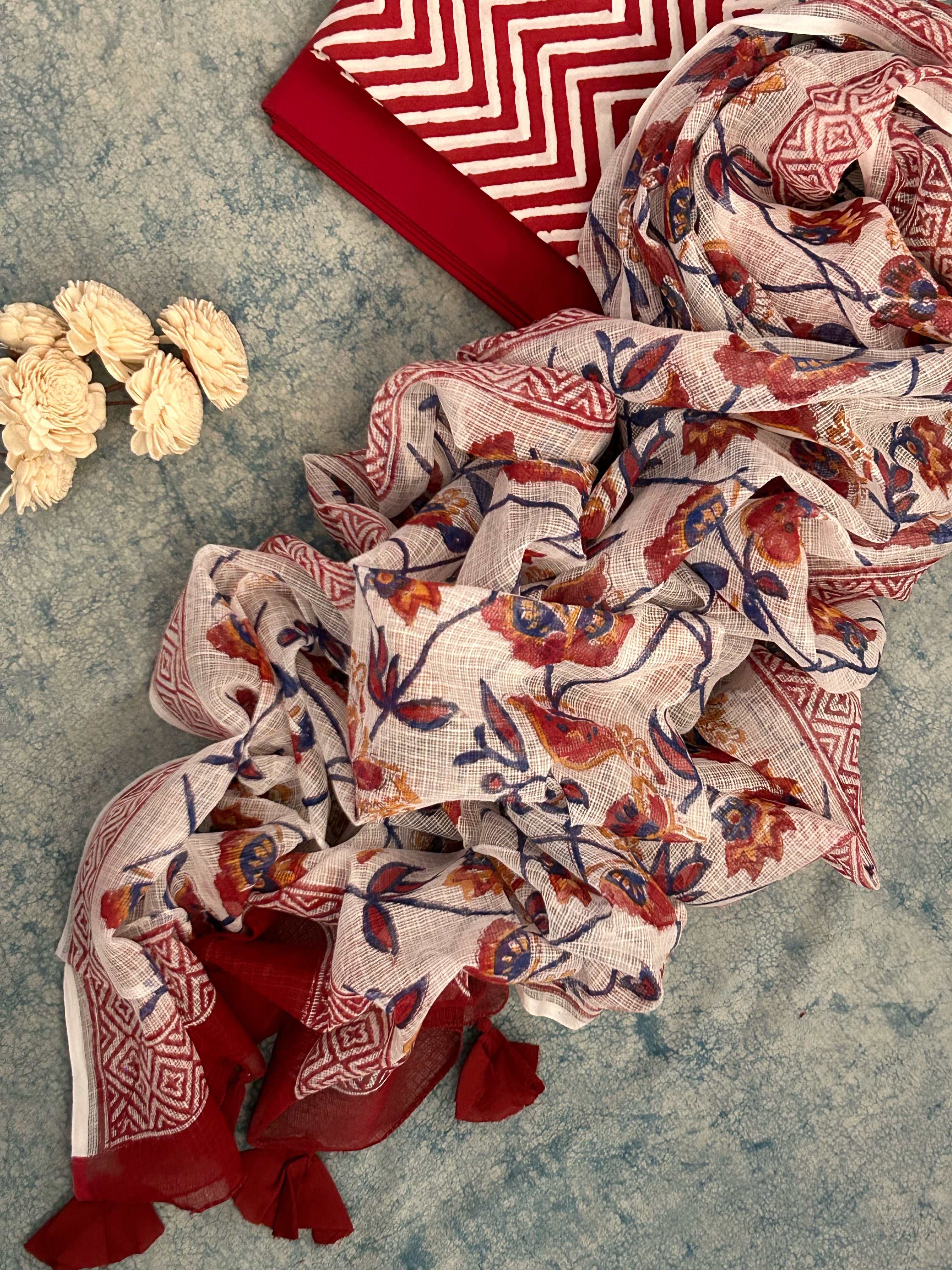 Handcrafted Cotton Kota Dupatta Suit
