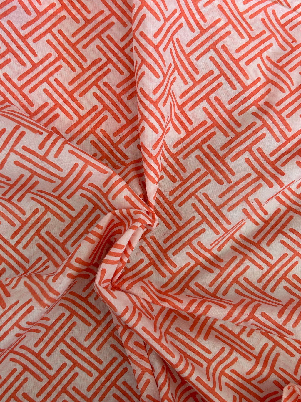 Handblock Printed Azofree dye cotton - Peach (2.4m)
