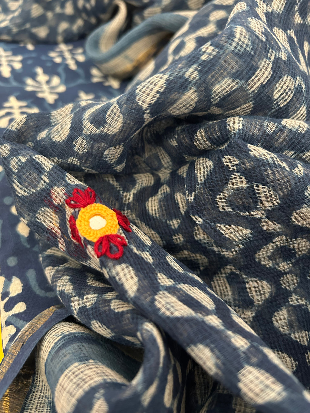 Handblock Handdone Embroidery Cotton Kota Suit