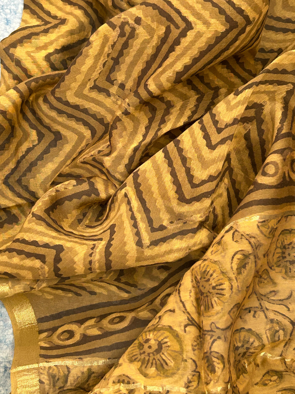 Handblock Chanderi Silk Cotton Suit