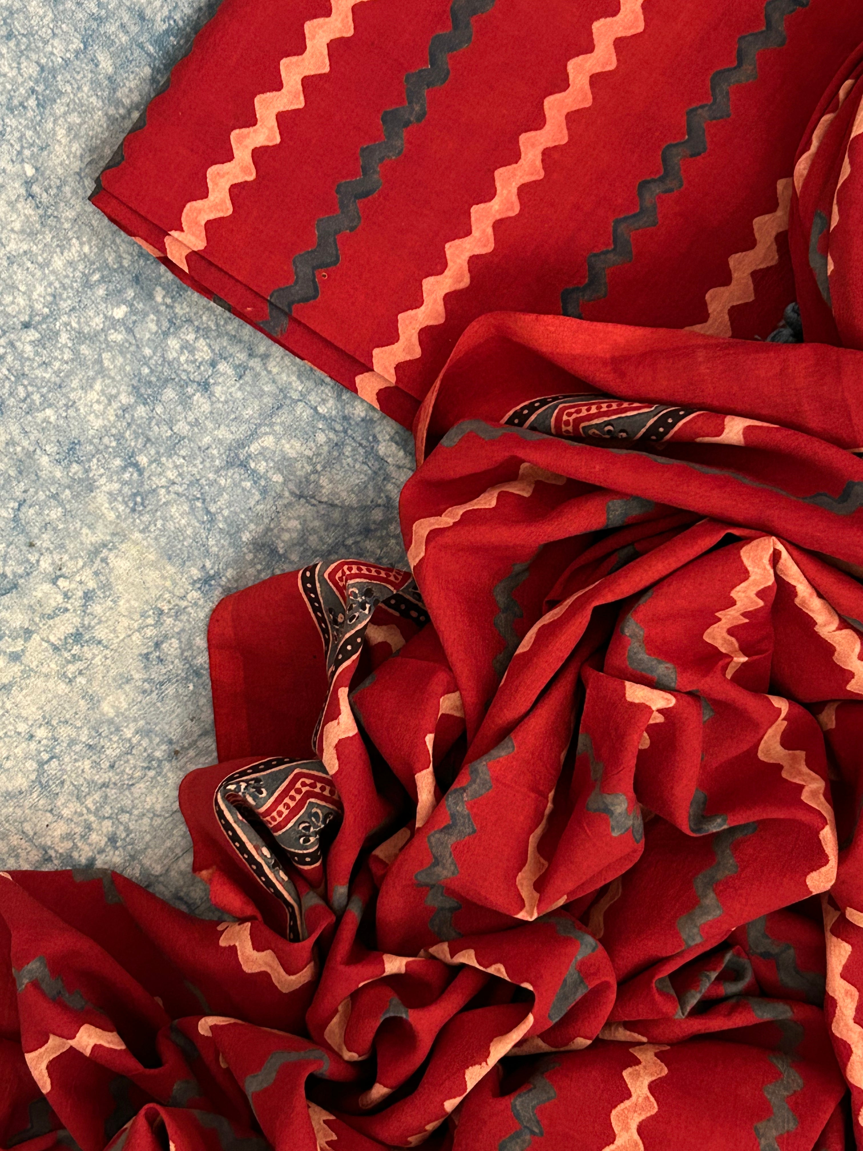 Natural Dyes Handcrafted Ajrakh Kurta Dupatta Set