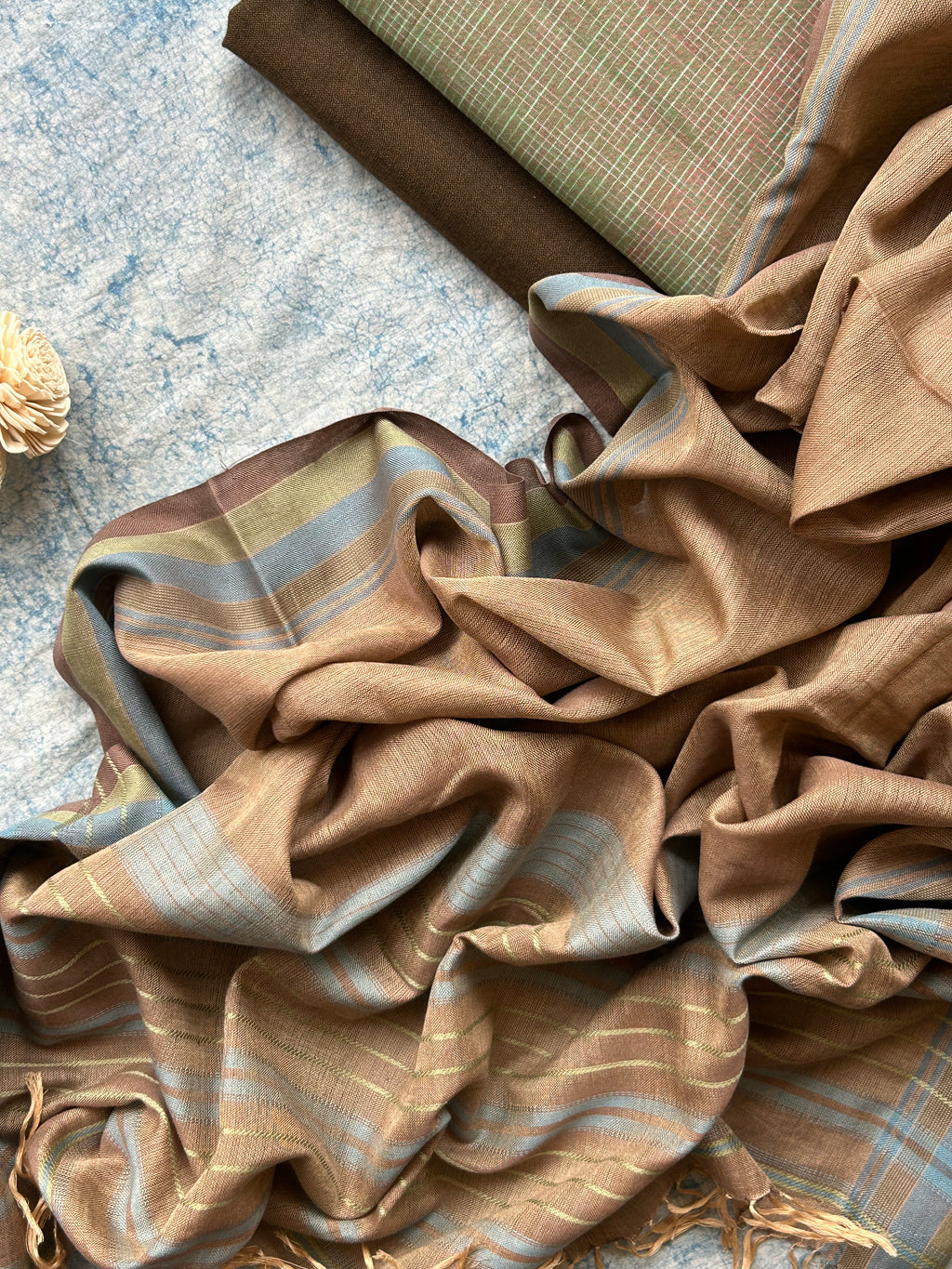 Aranya - Handwoven Ikath Cotton and Bhujodi Dupatta Set
