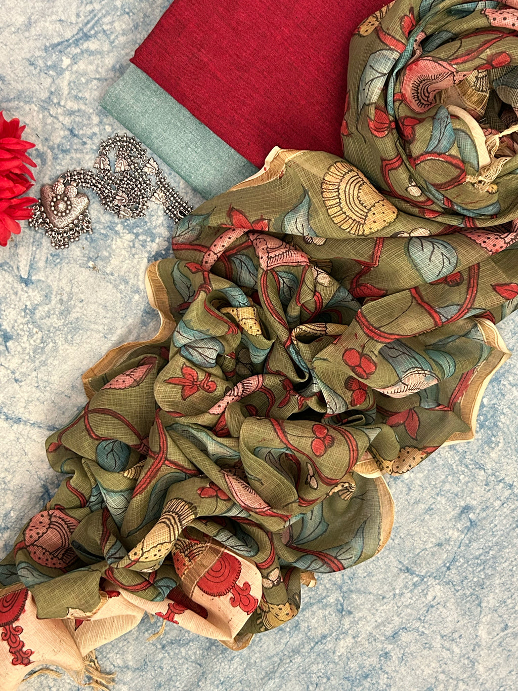 Handwoven Handpainted Kalamkari Set