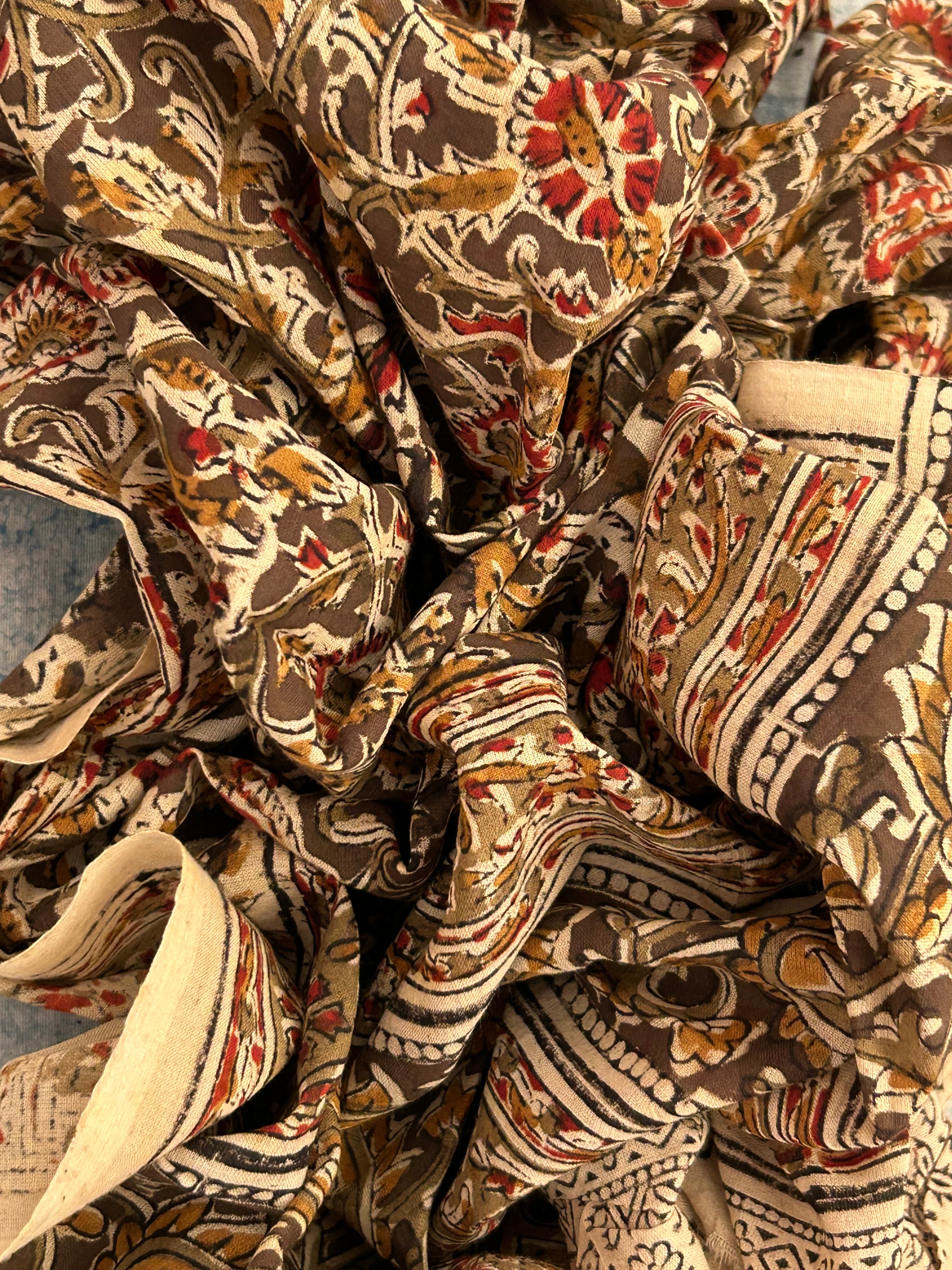 Handwoven Handcrafted Ikath Kalamkari Kurta Dupatta Set