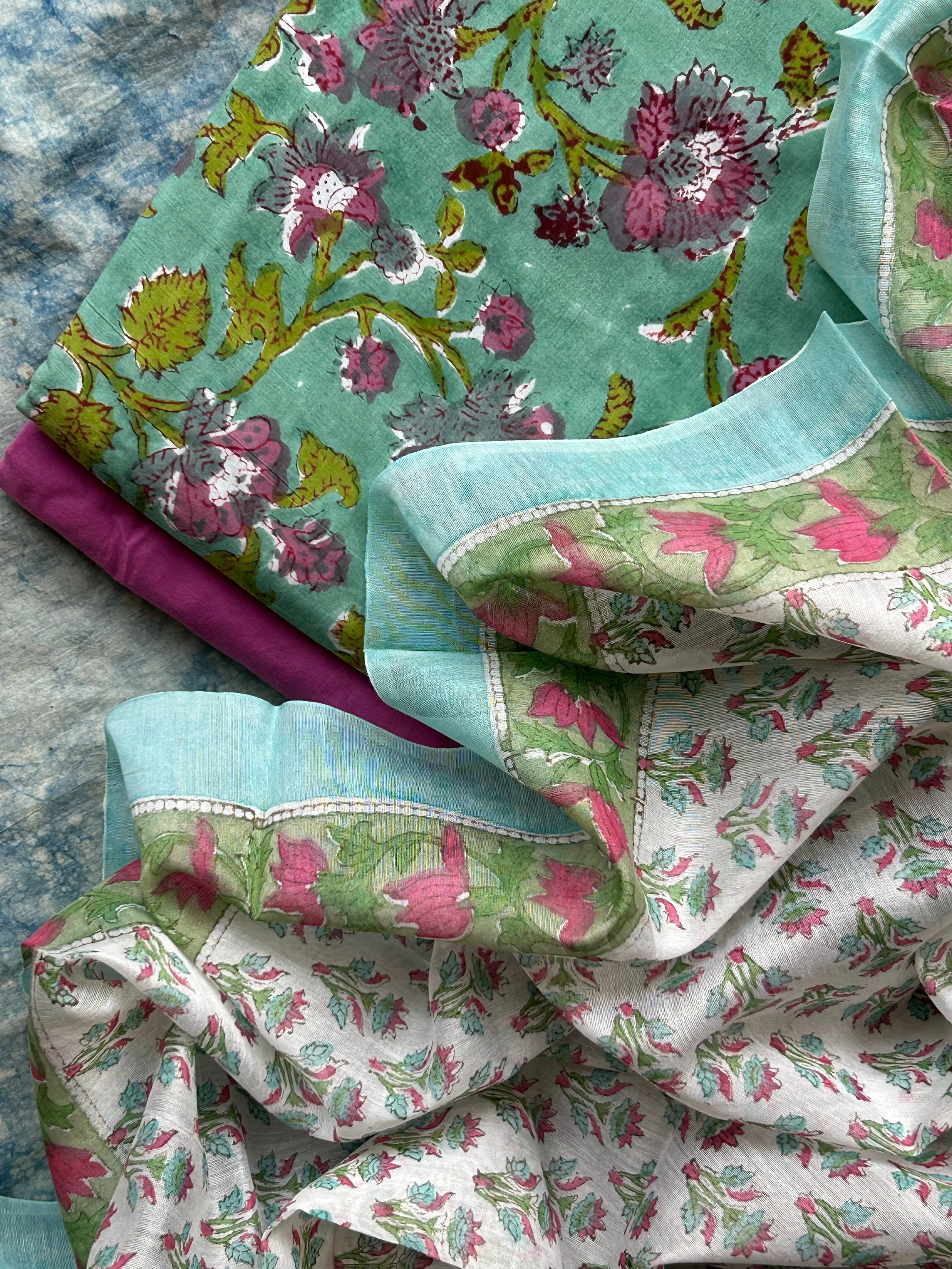 Handcrafted Cotton Suit Set - Sea Green