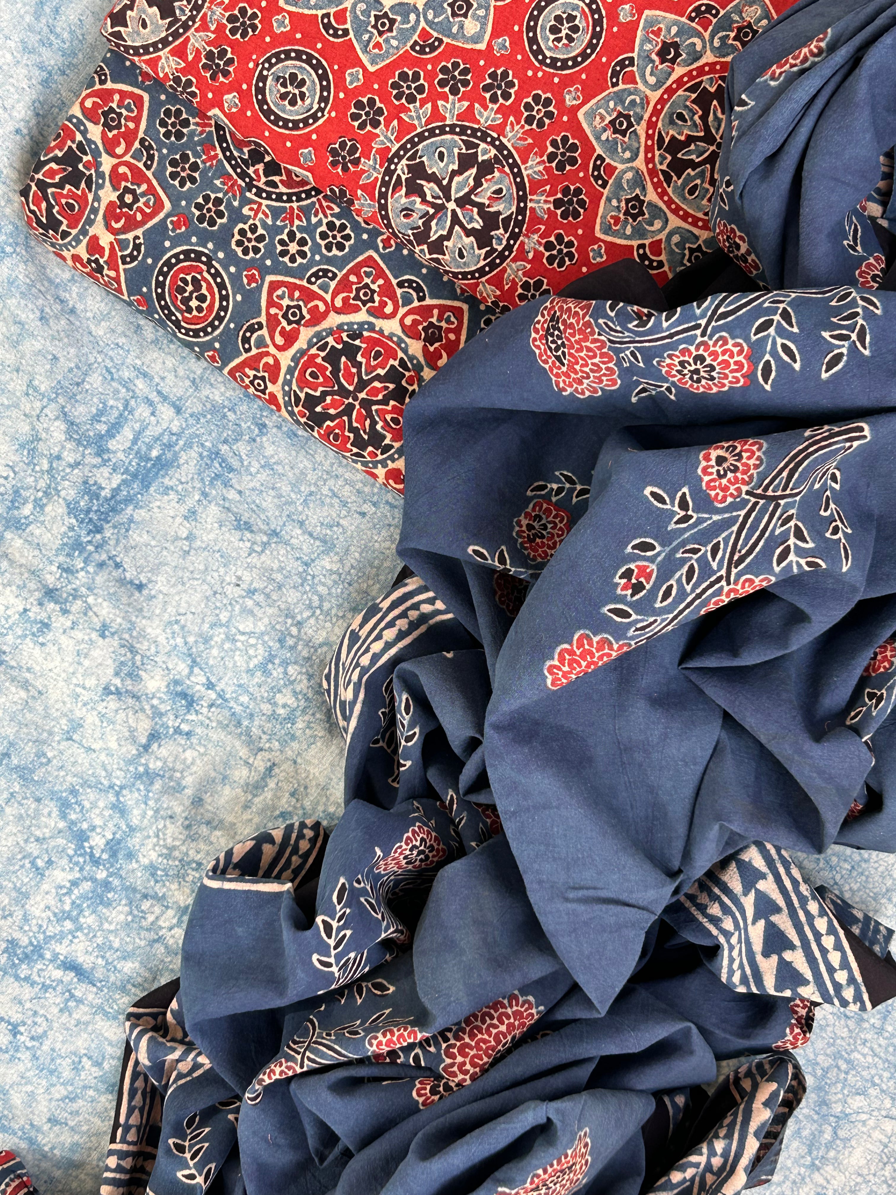 Natural Dyes Handblock Ajrakh Cotton Suit