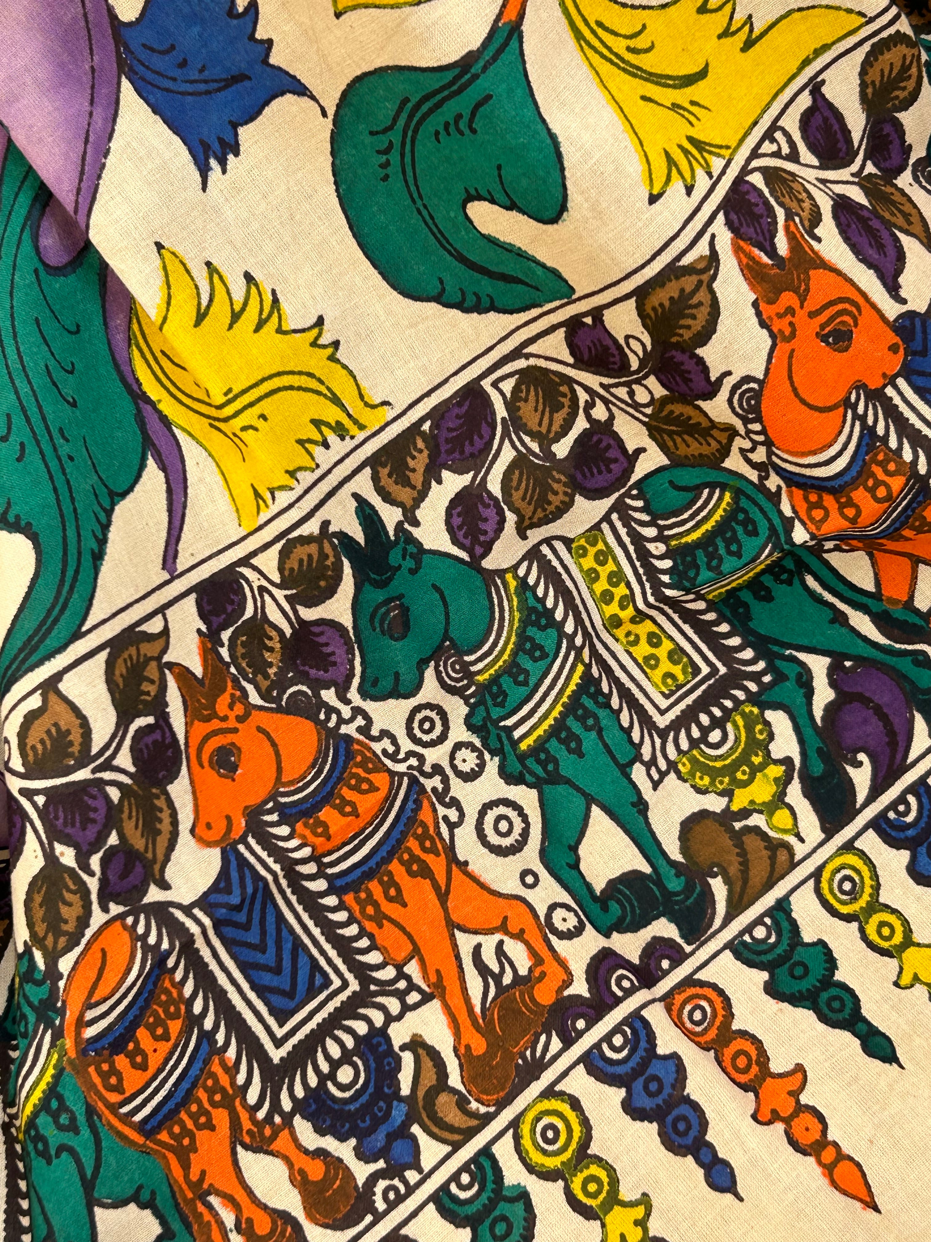 Handwoven Handcrafted Kalamkari Double Ikat Kurta Dupatta Set