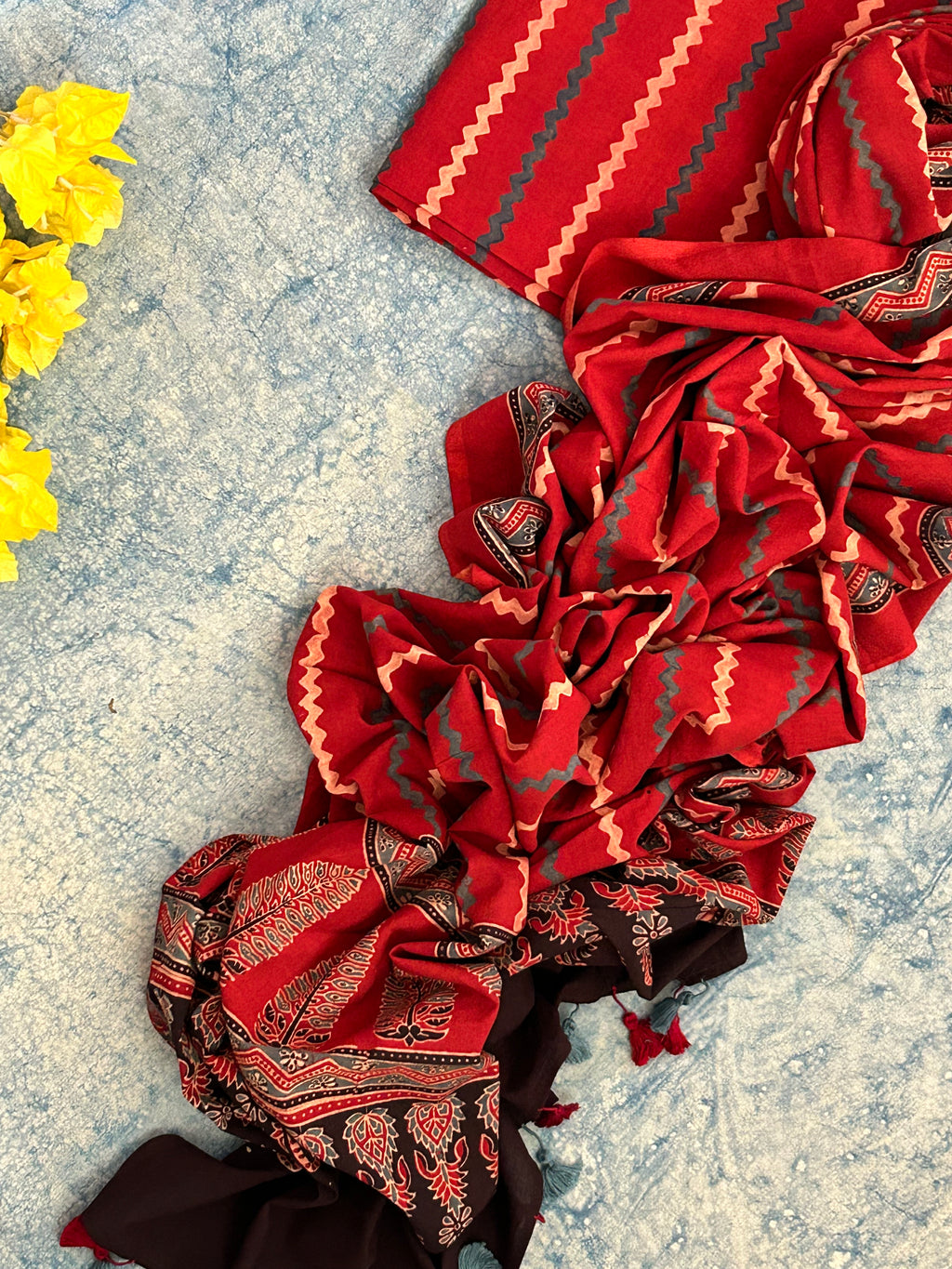 Natural Dyes Handcrafted Ajrakh Kurta Dupatta Set