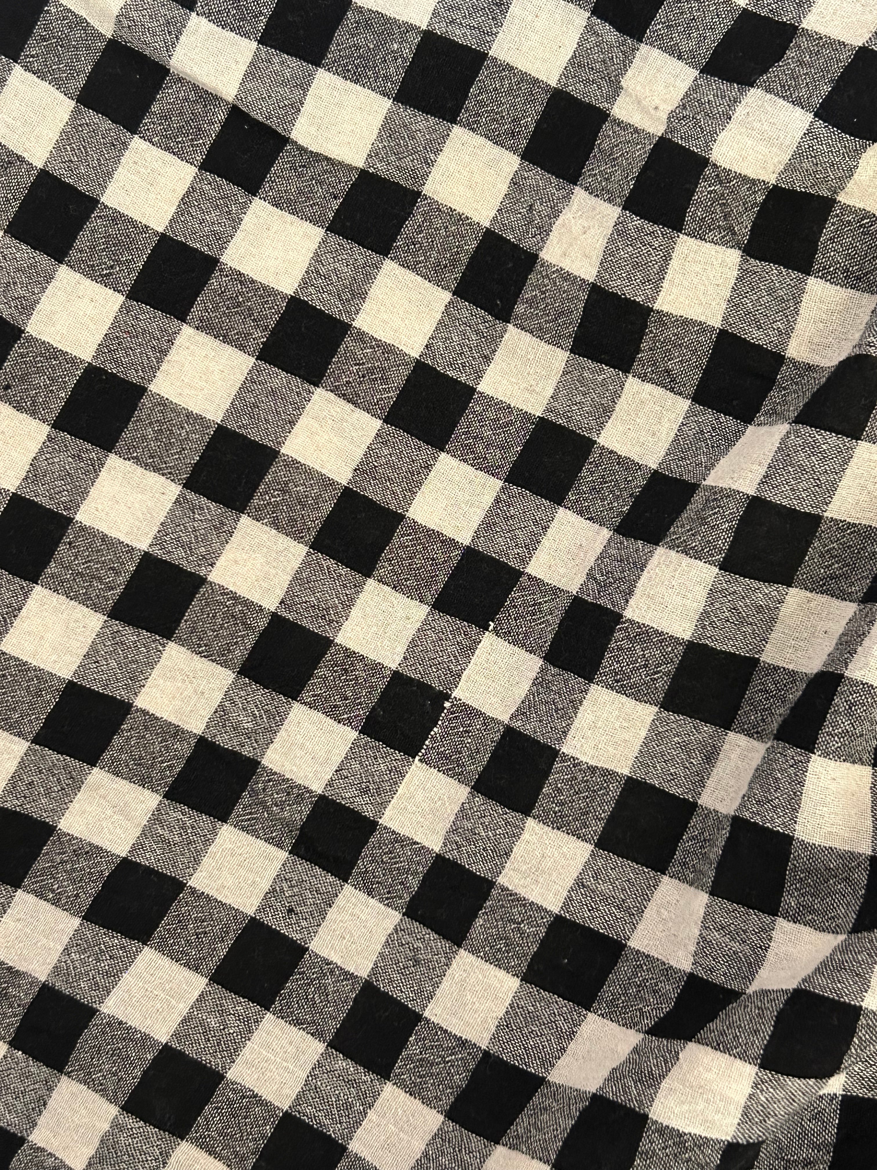 Handspun Handwoven Kotpad Suit Set - Checkered Black