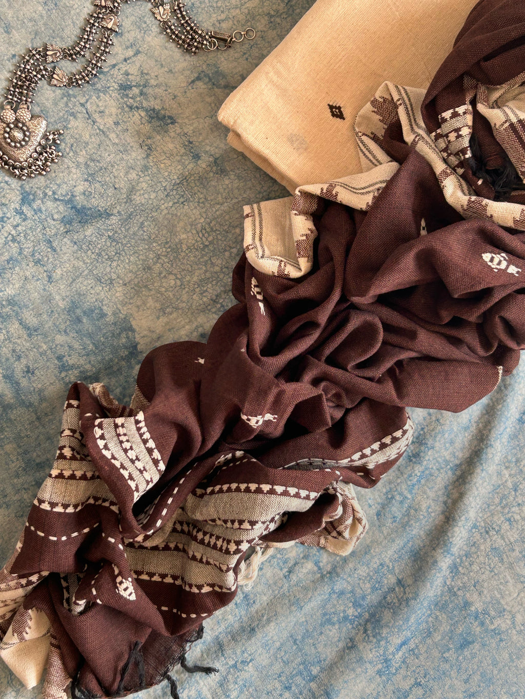 Handspun Handwoven Kotpad Kurta Dupatta Set