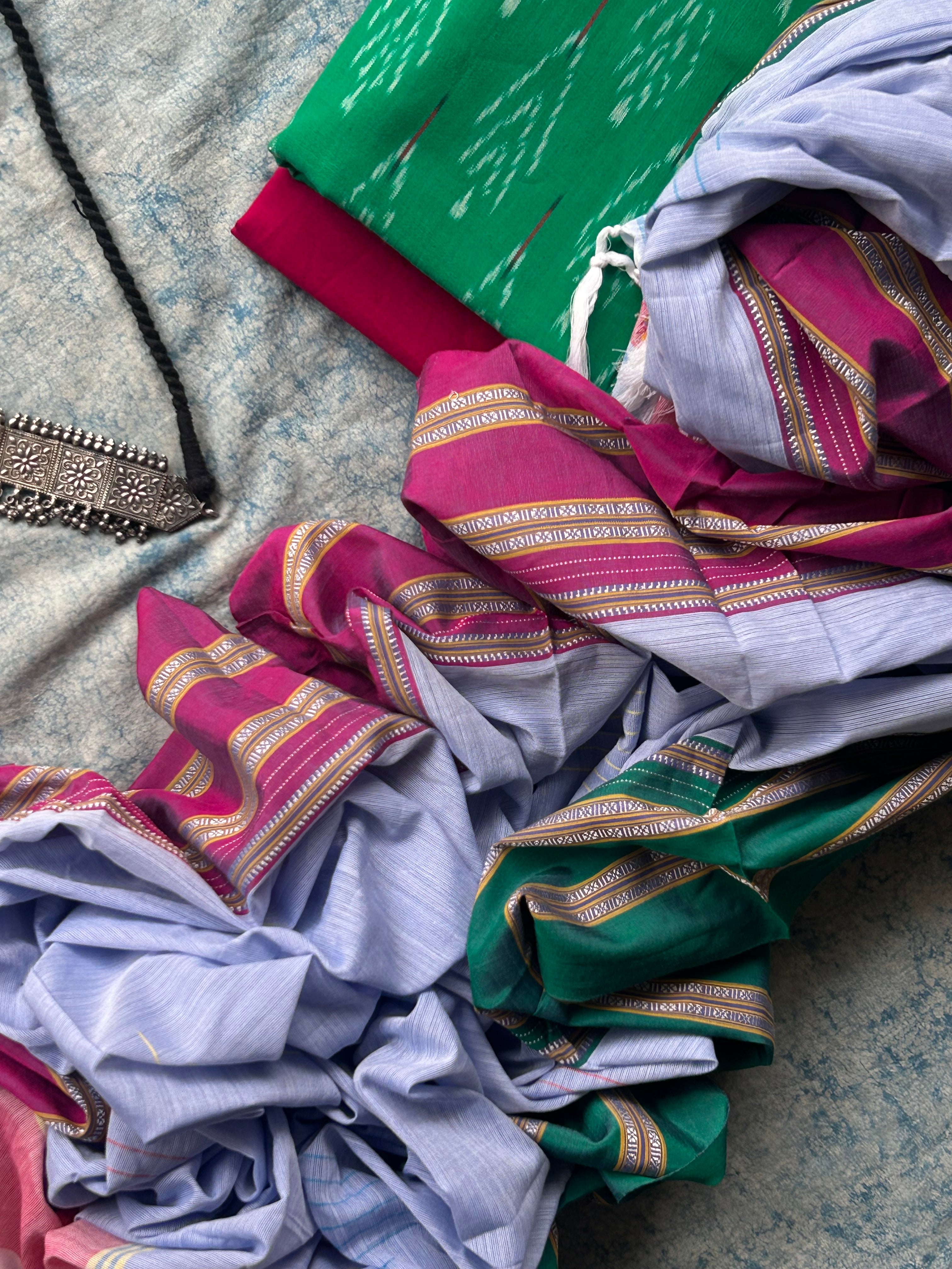 Kadambari - Handwoven Telangana cotton and Ilkal Dupatta Set