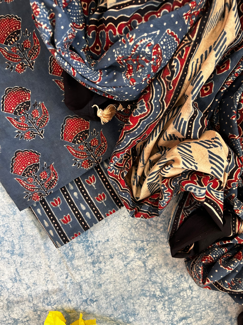 Natural Dyes Handblock Ajrakh Cotton Suit