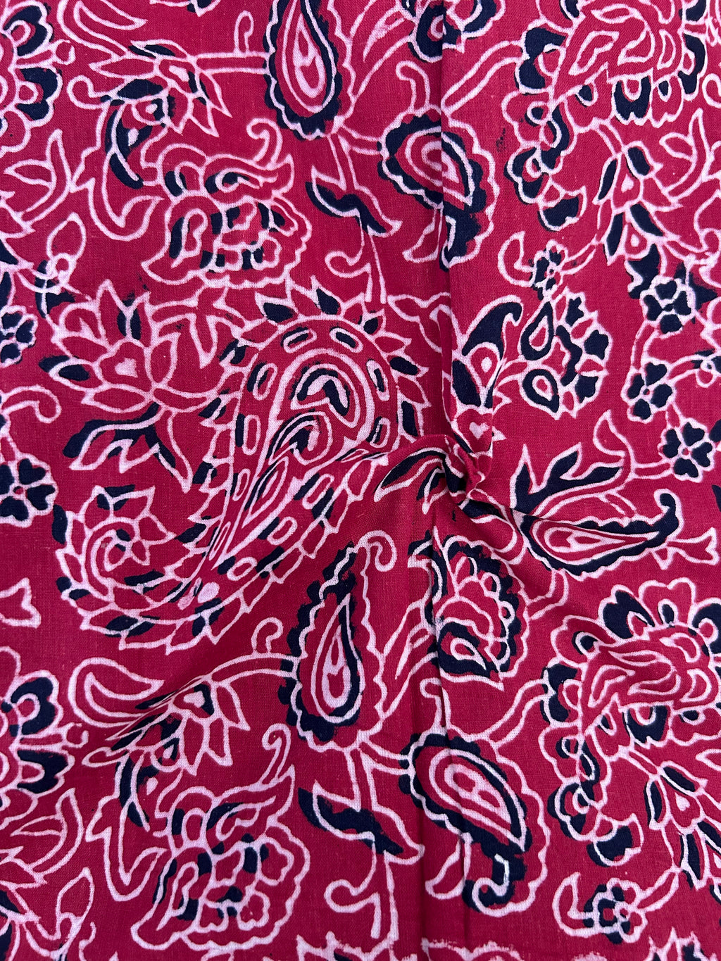 Handblock Printed Azofree dye cotton - Madder Red (2.5m)