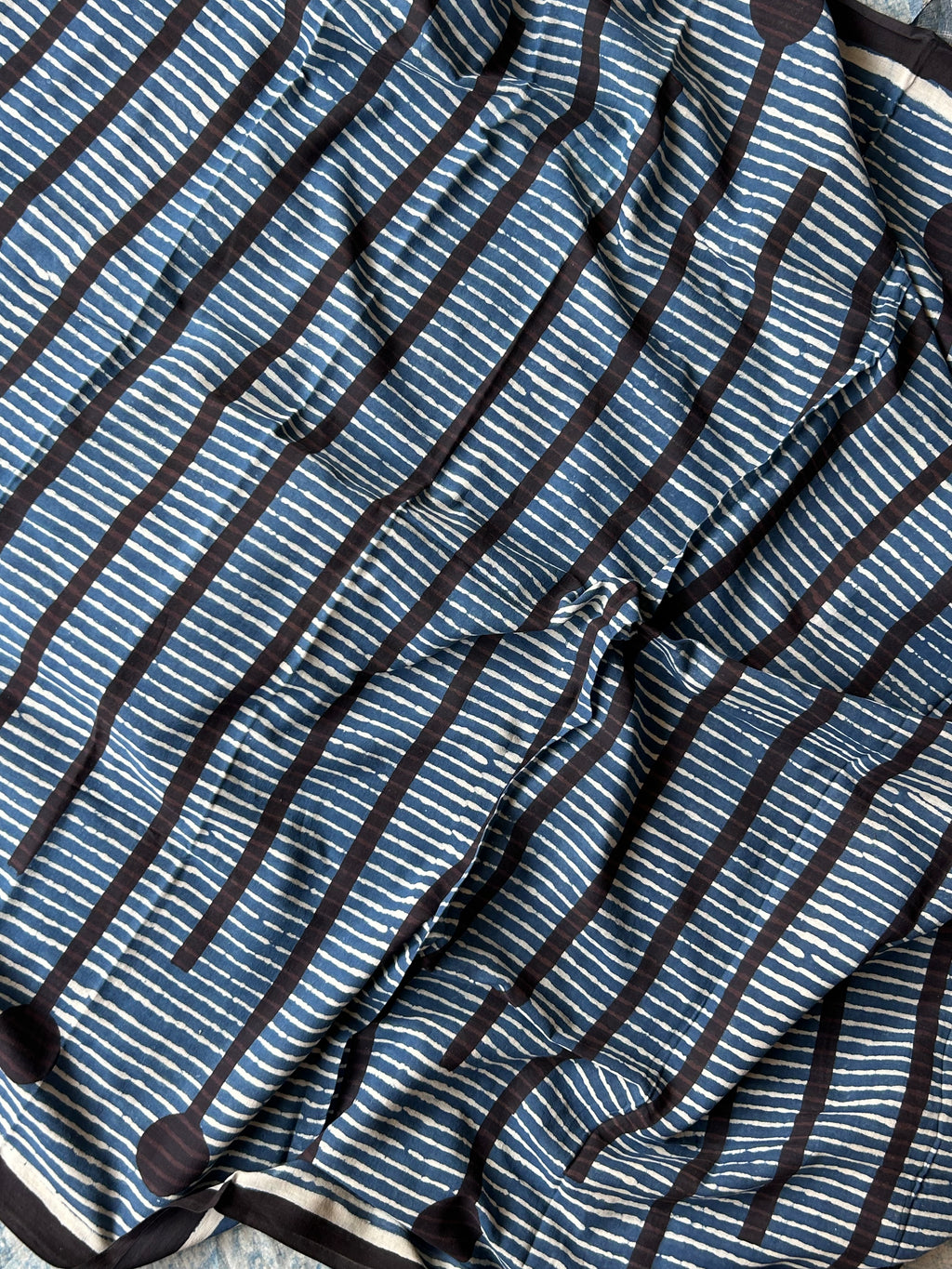 Handcrafted Cotton Suit Set -  Black and Indigo