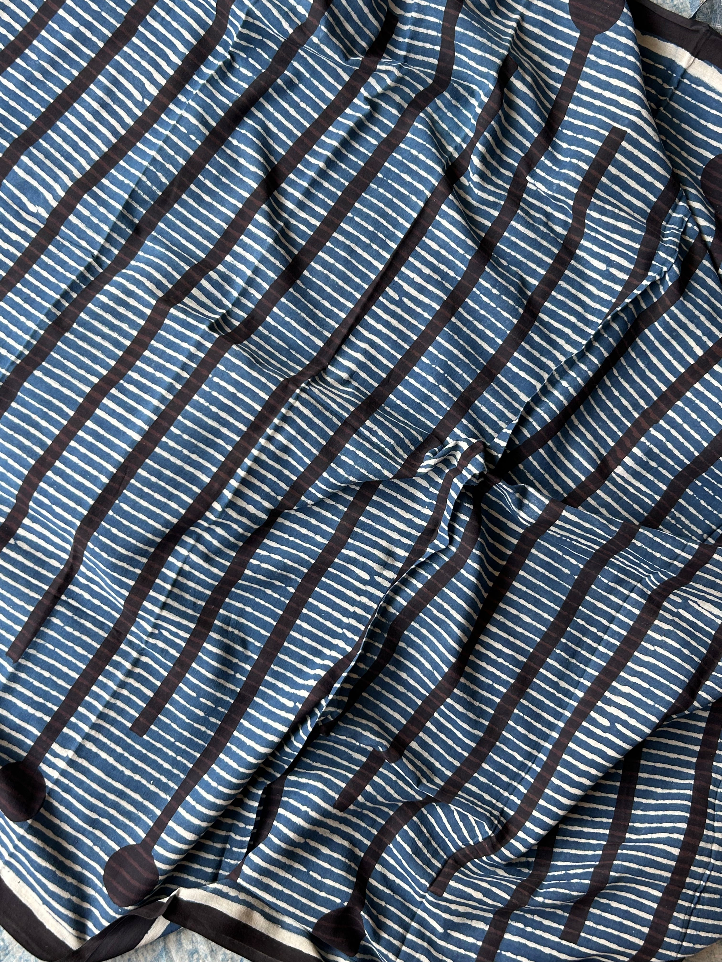Handcrafted Cotton Suit Set -  Black and Indigo