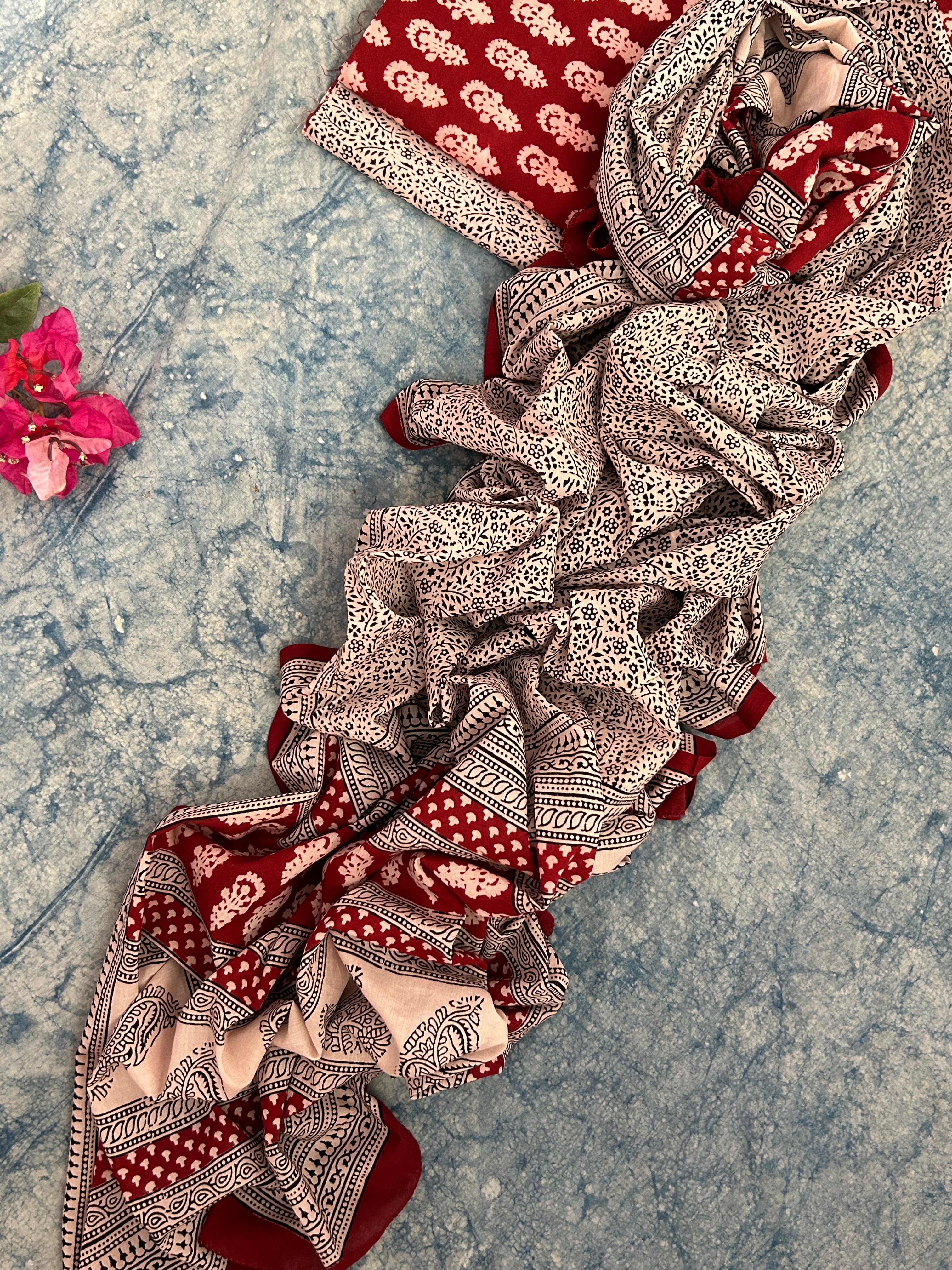 Natural Dyed Bagh Block Print Cotton Suit