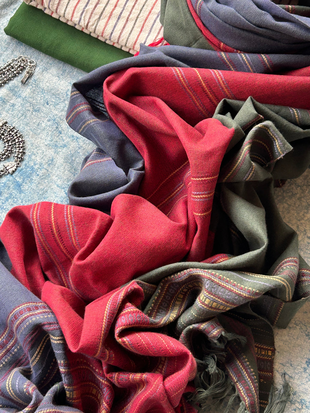 Vasundhara - Handspun Handwoven Kotpad and Bhujodi Dupatta Set