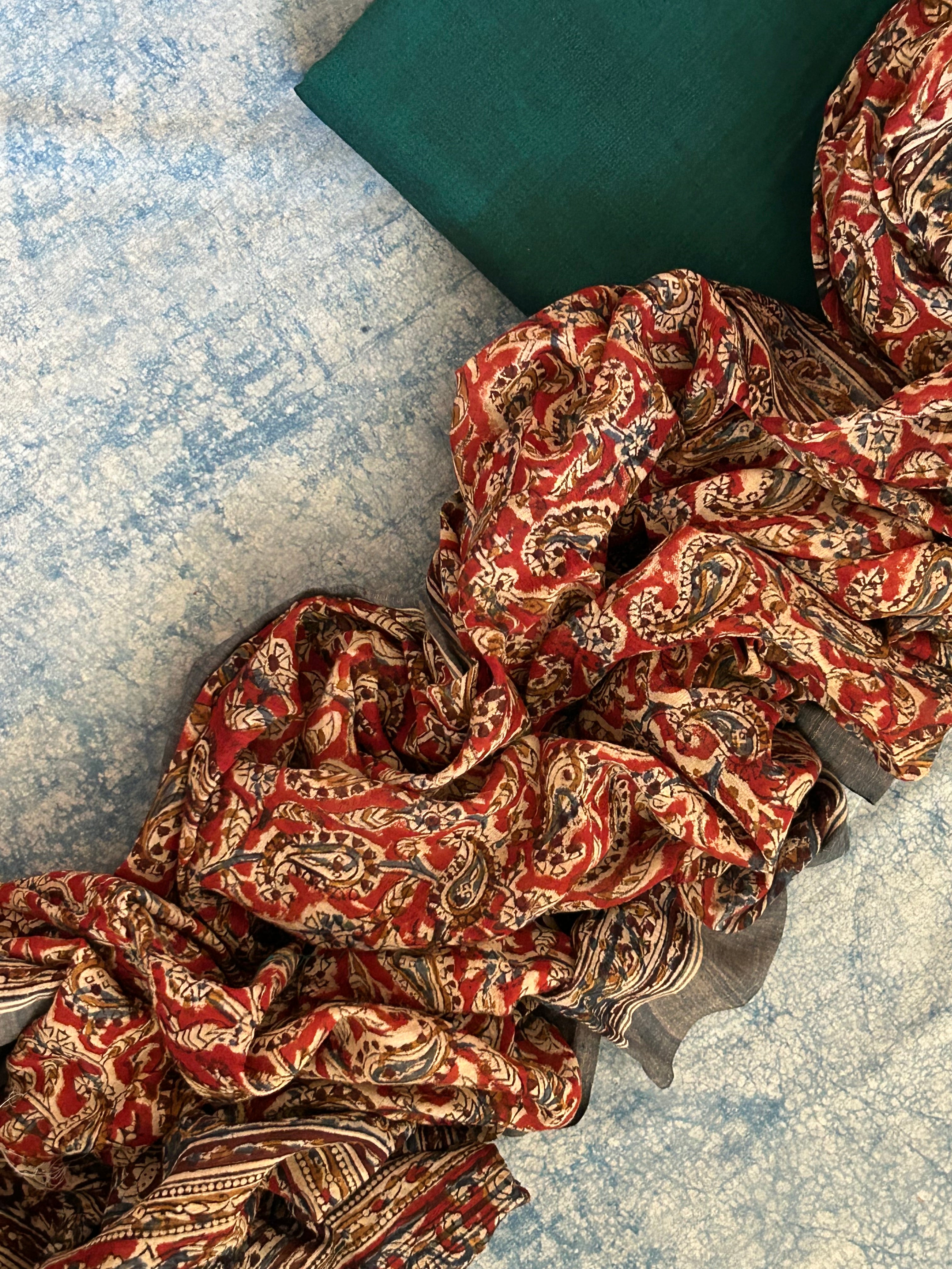 Handwoven Handcrafted Kalamkari Kurta Dupatta Set
