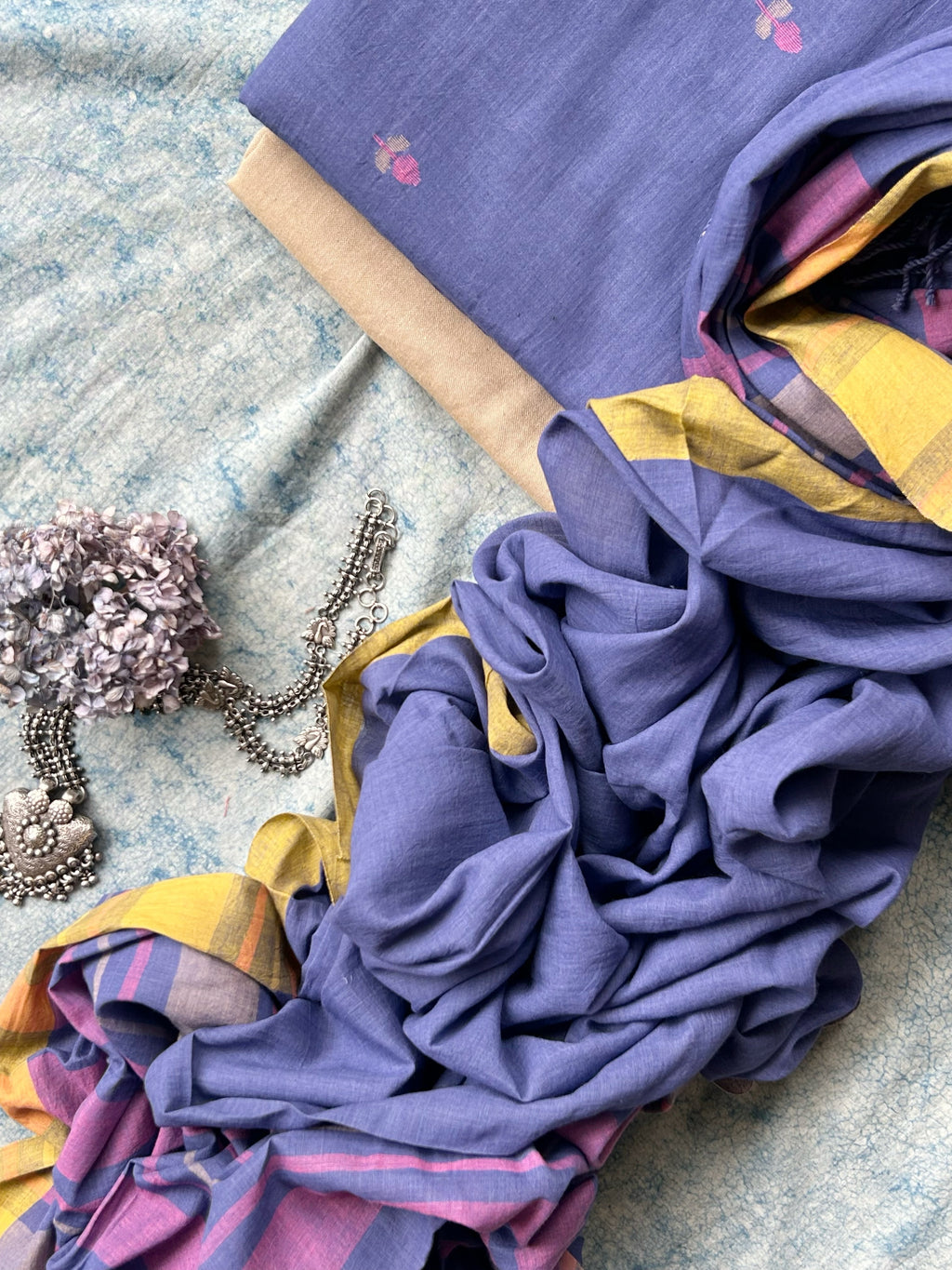 Neelam - Handwoven Bengal Jamdani Kurta Dupatta set