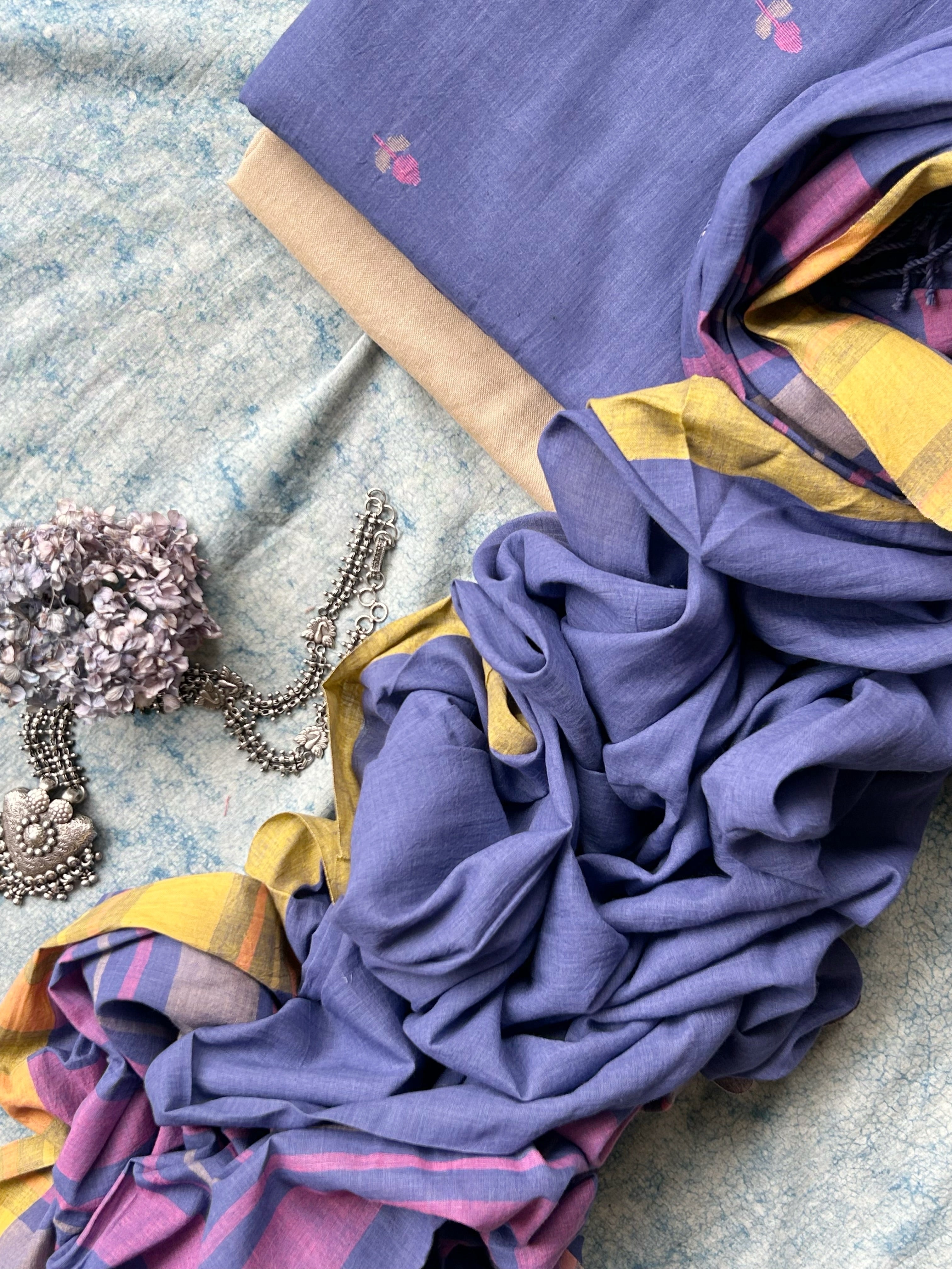 Neelam - Handwoven Bengal Jamdani Kurta Dupatta set