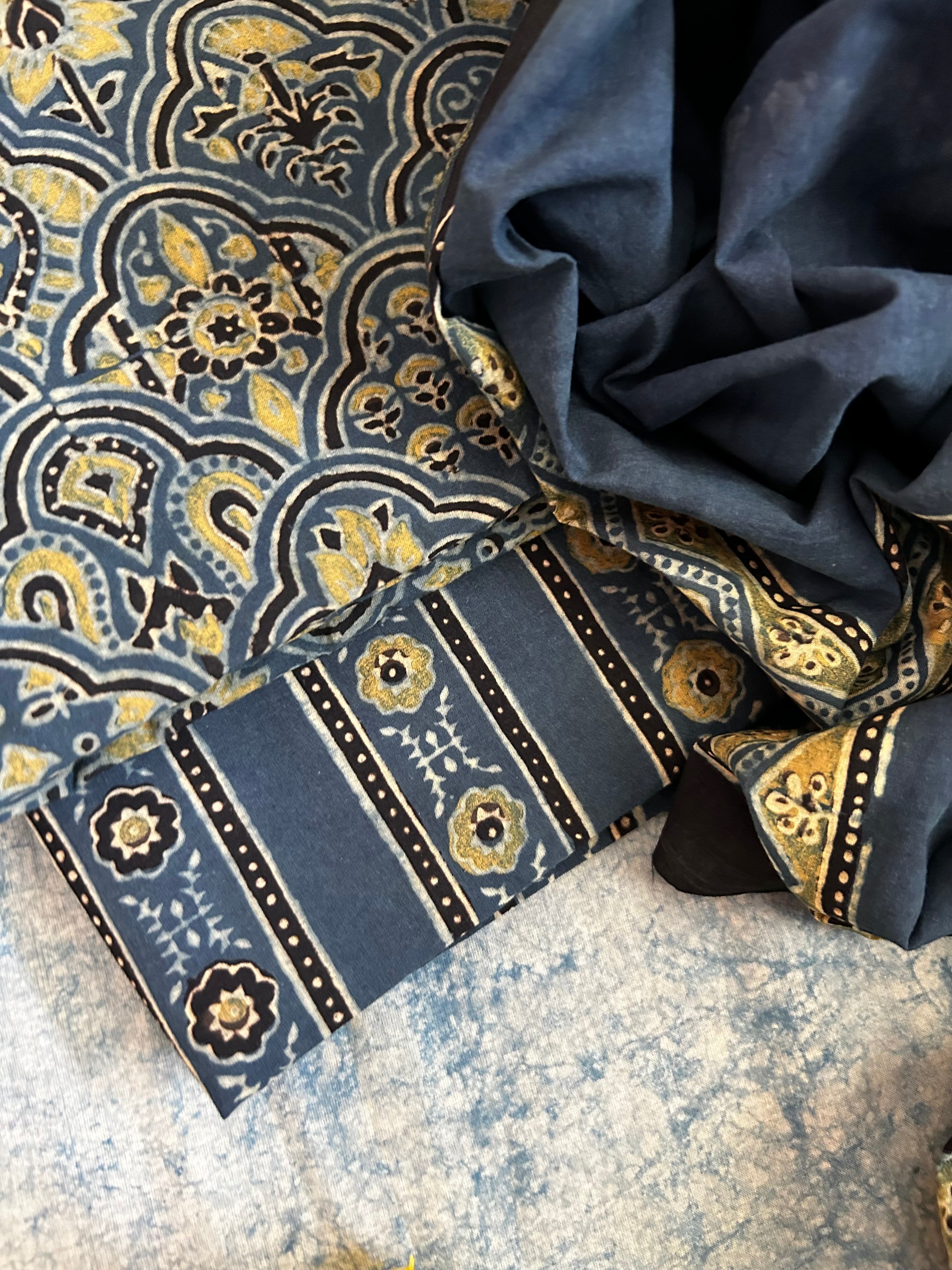 Natural Dyes Handblock Ajrakh Cotton Suit
