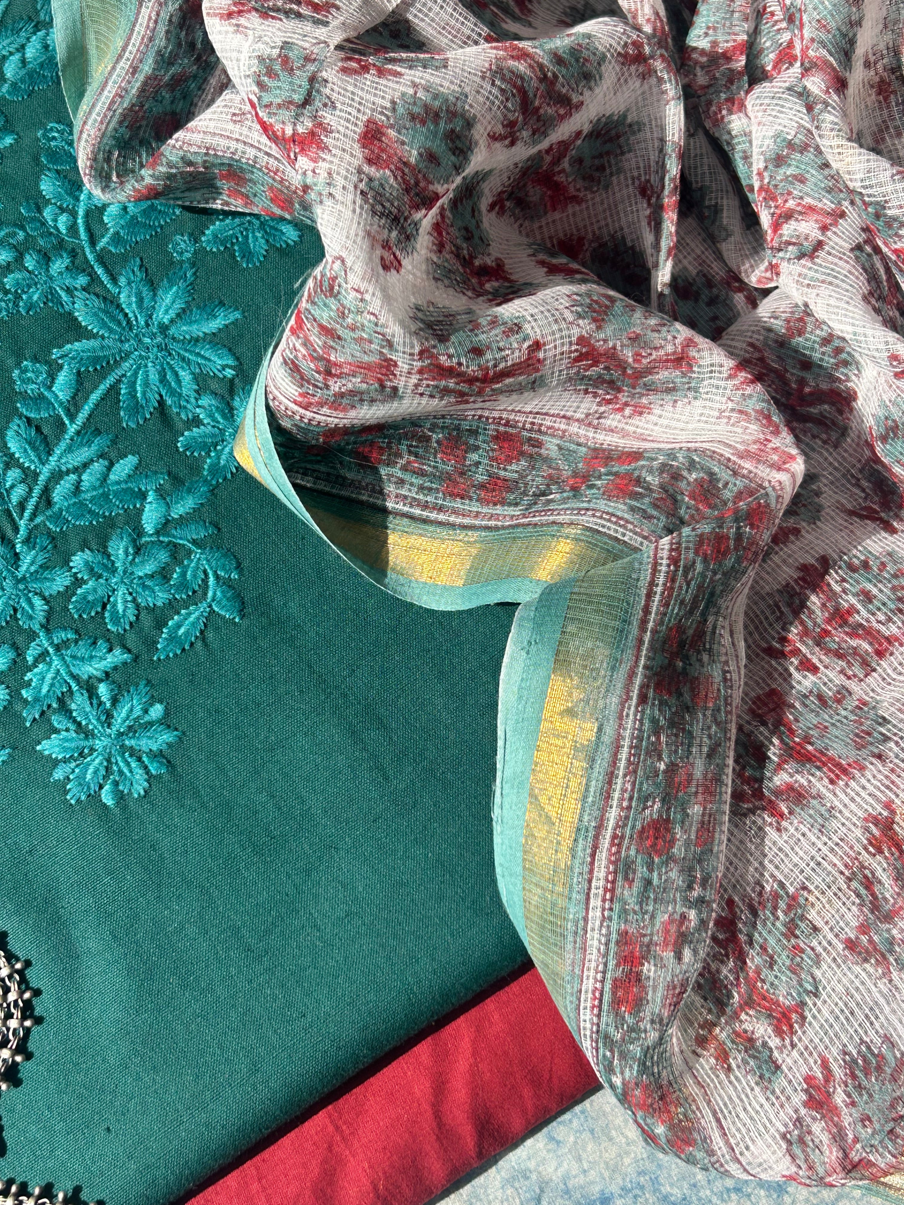 Hand Machine Embroidered Kurta Suit Set