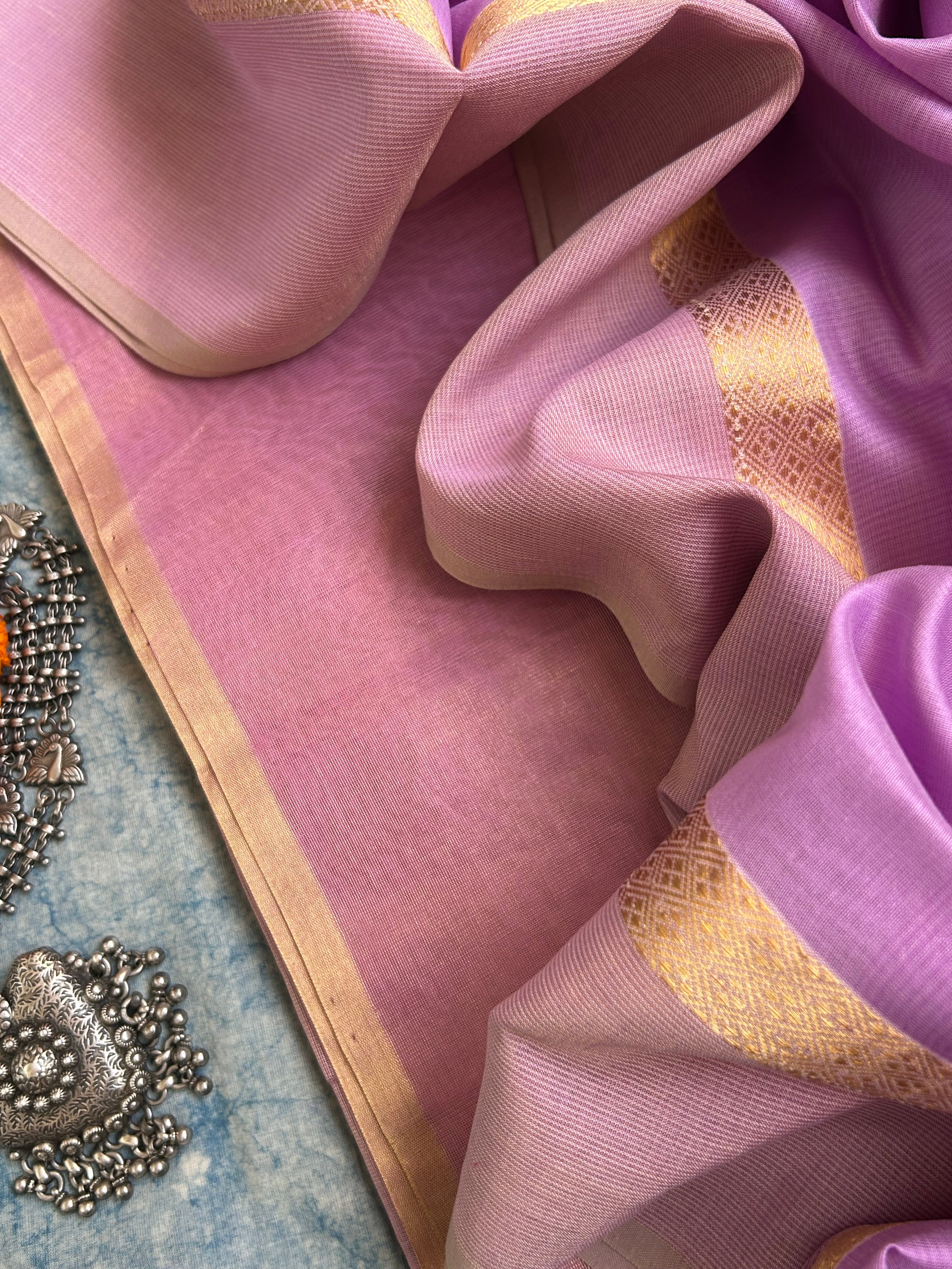 Handwoven Maheshwari Kurta Dupatta Set - Mauve