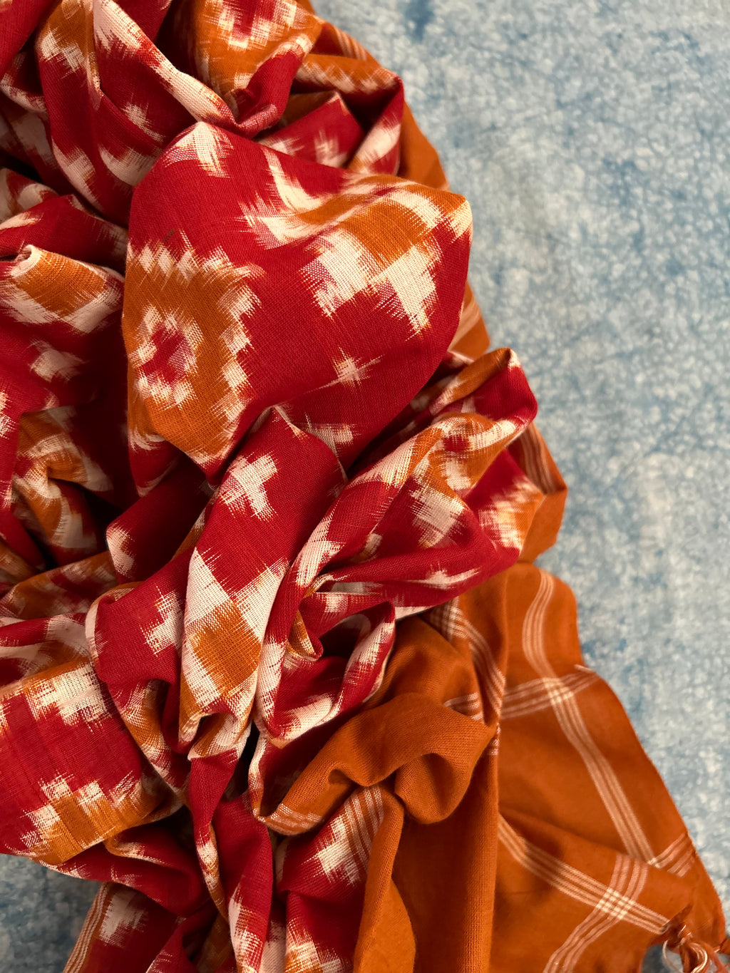 Handwoven Double Ikat Kurta Telia Dupatta Set