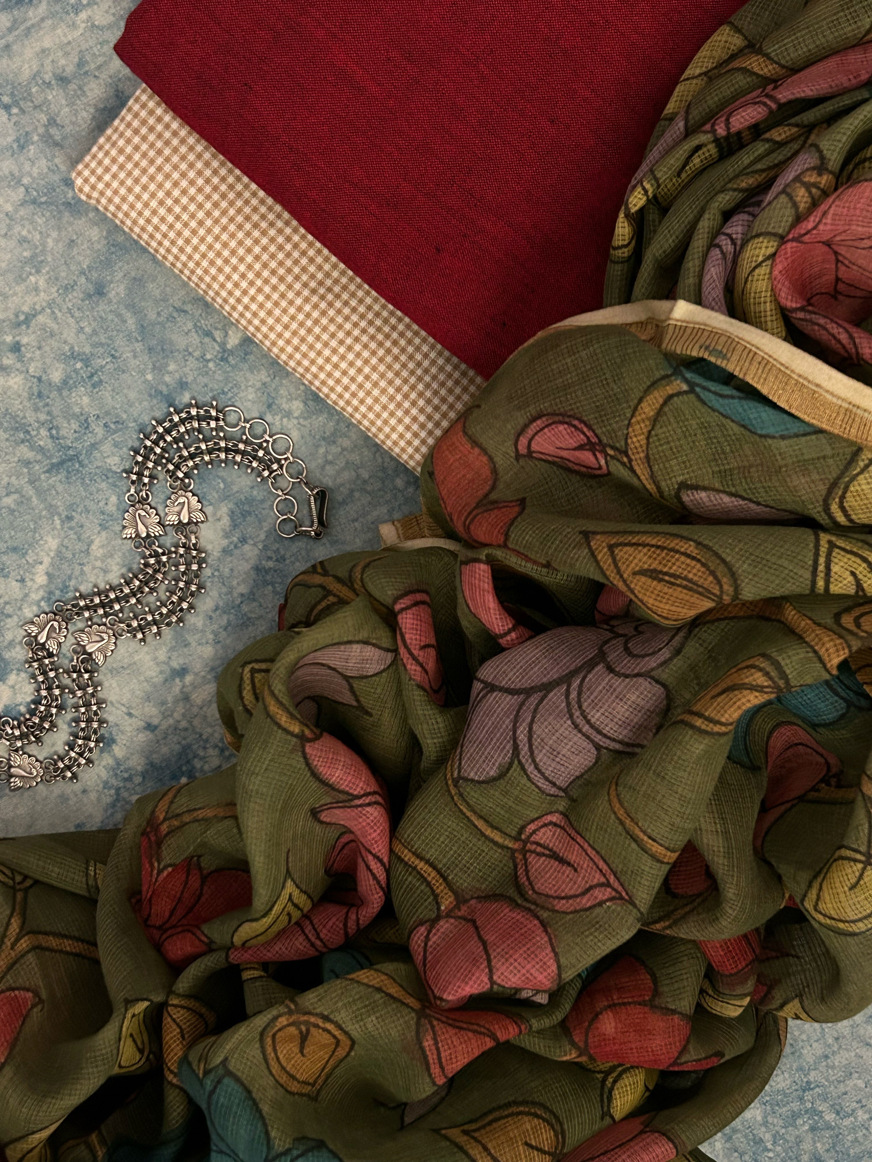 Handwoven Handpainted Kalamkari Set
