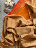 Handwoven Maheshwari Kurta Dupatta Set - Burnt Orange & Almond