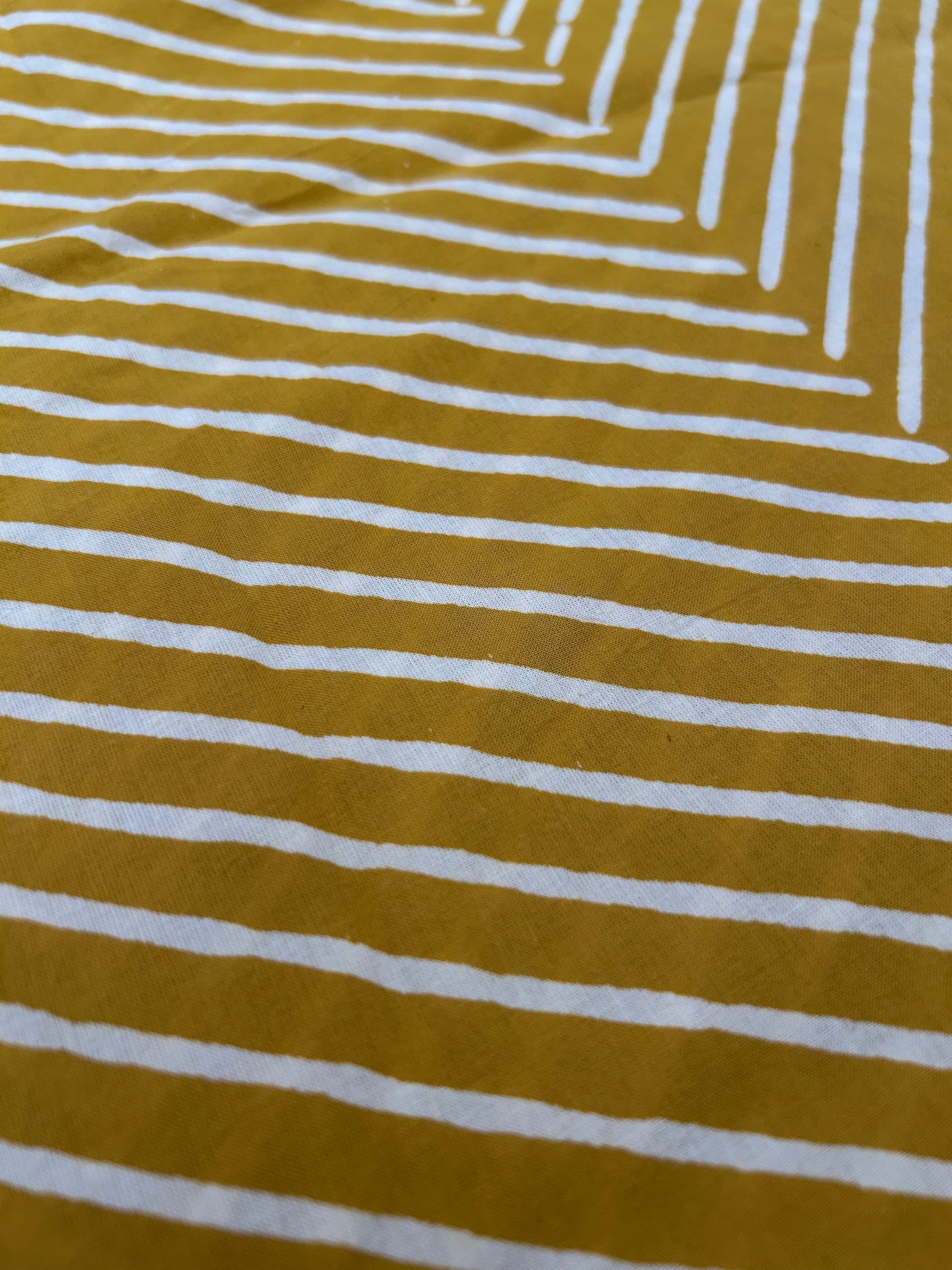 Handblock Printed Azofree dye cotton - Mustard Yellow(1m)