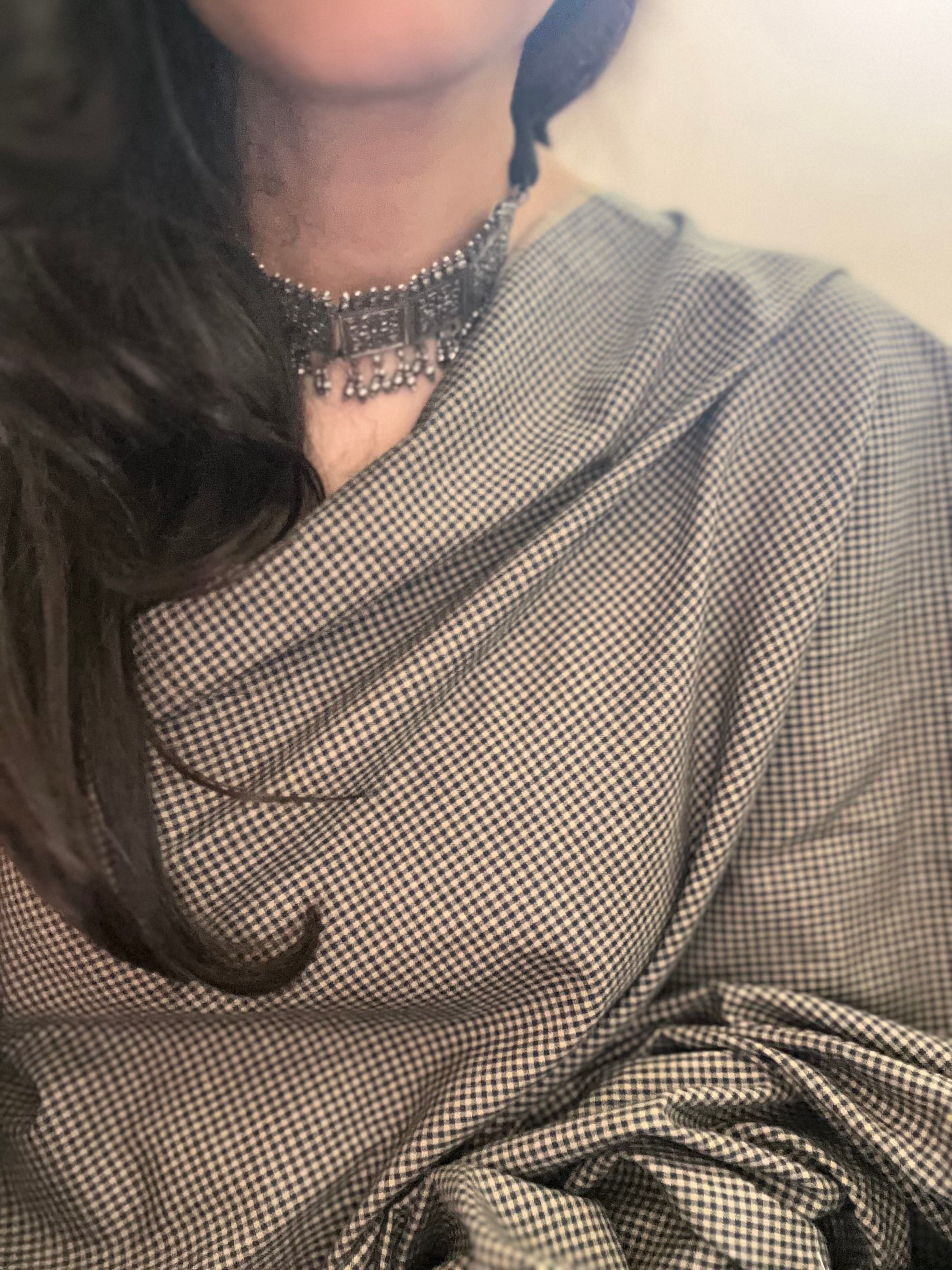 Handwoven 2.5m Checkered Fabric - Blue & Grey
