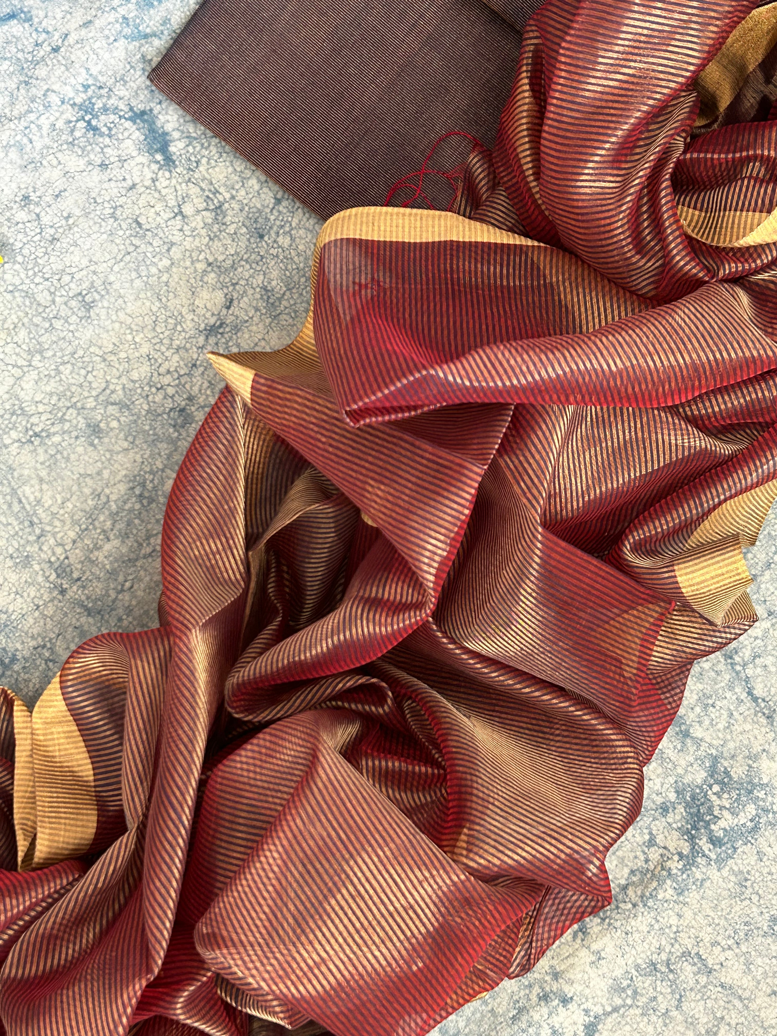 Handwoven Maheshwari tissue Kurta Dupatta Set