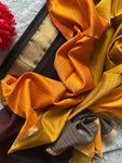 Handwoven Maheshwari Kurta Dupatta Set -Black & Burnt Orange