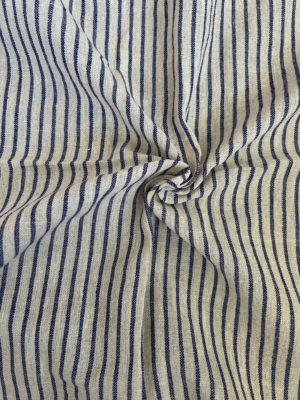 Handspun Handwoven Kotpad Fabric - Ivory & Blue (1m)