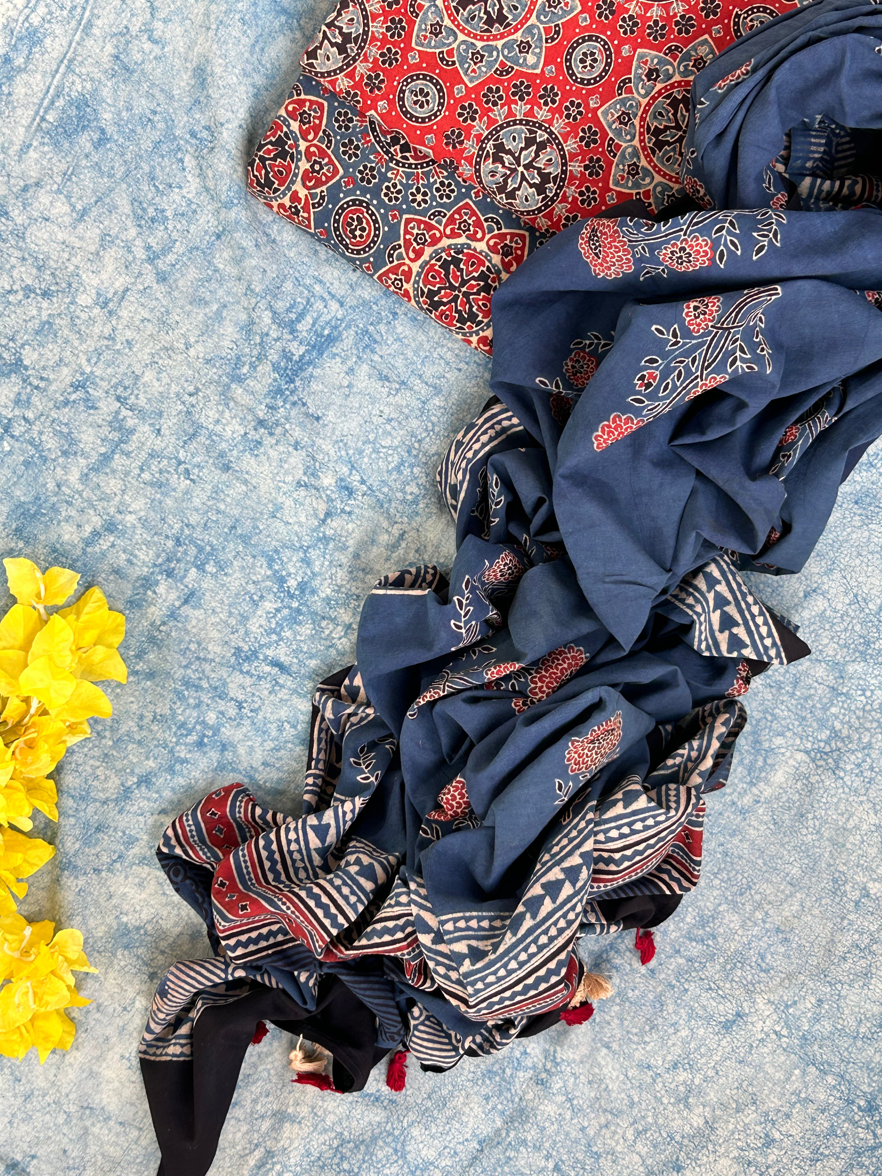 Natural Dyes Handblock Ajrakh Cotton Suit